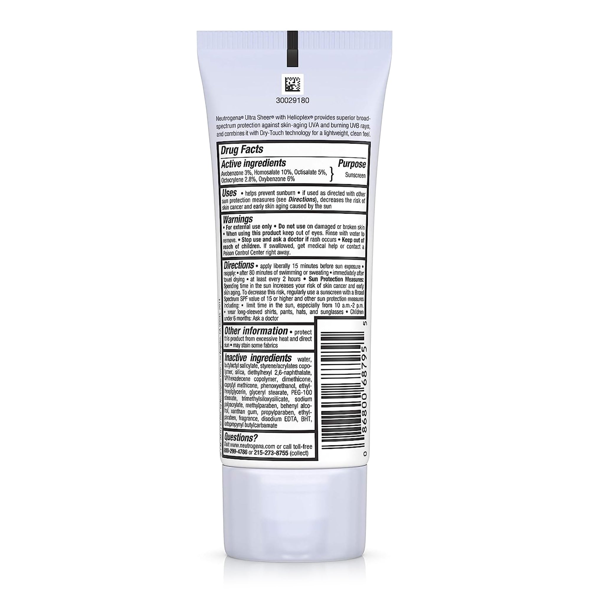 Protector solar Neutrogena Ultra Sheer Dry Touch FPS 45 en loción, tubo de 3 oz. Tipo de empaque: individual