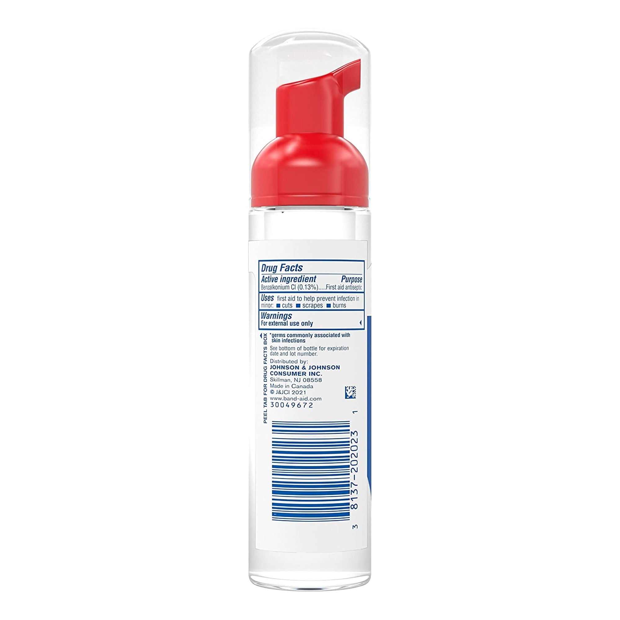 Antiseptic BZK (Benzalkonium Chloride) Band-Aid Foaming Liquid 2.3 oz. Pump Bottle,Packaging Type- Each