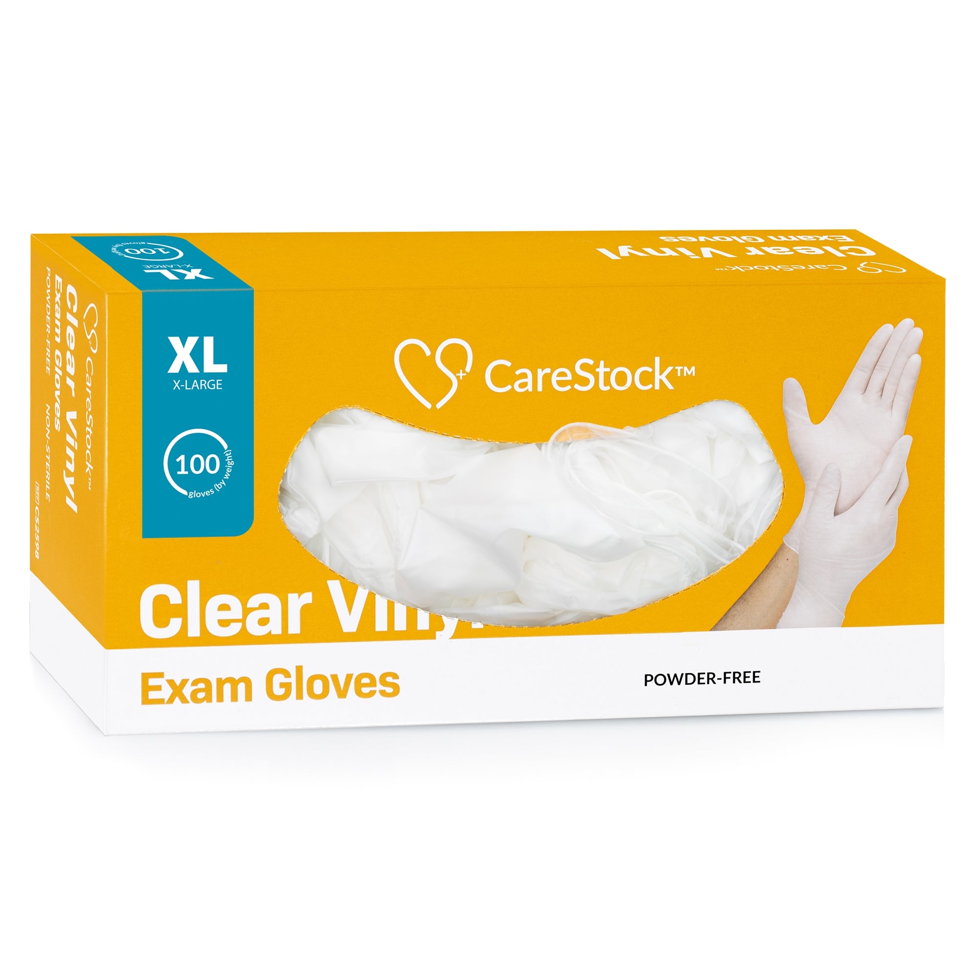 Exam Glove CareStock X-Large NonSterile Vinyl Standard Cuff Length Smooth Clear Not Rated, Packaging Type- Case