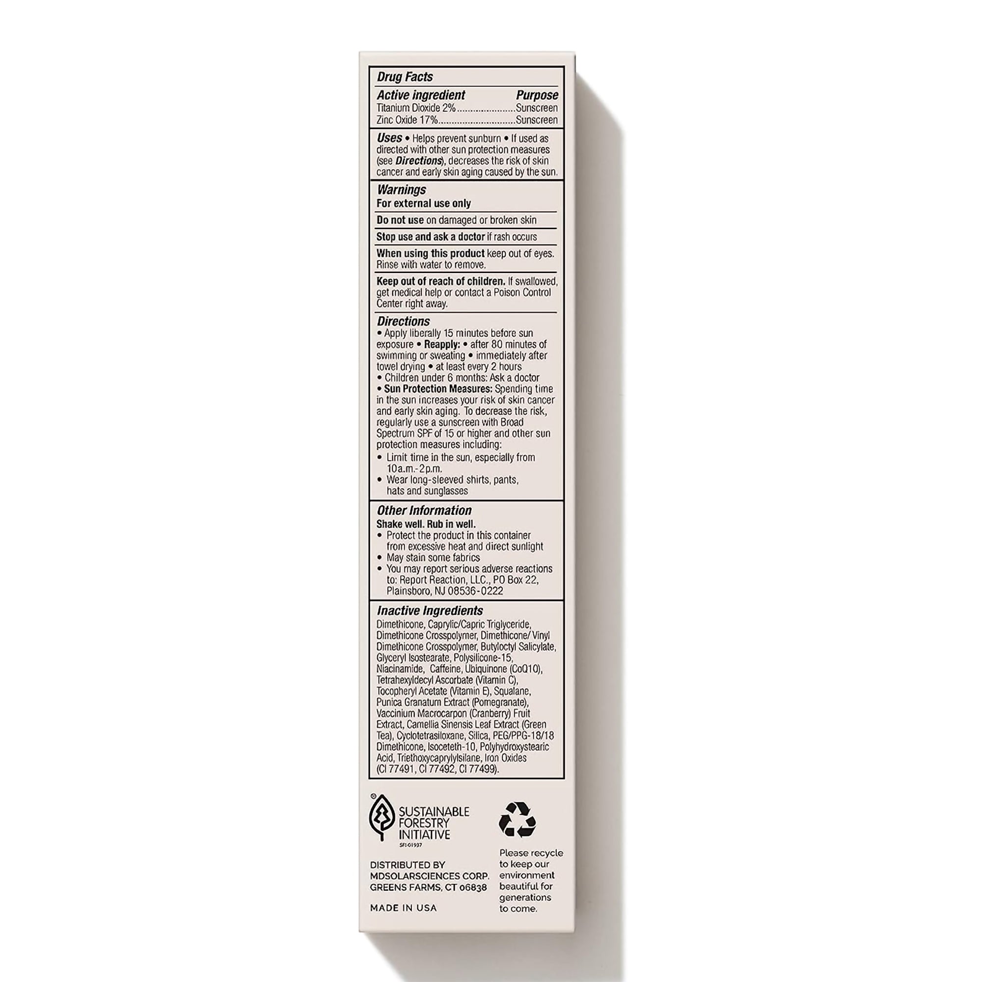 Maquillaje con protector solar MDSolarsciences MD Mineral BB Crème SPF 50 Crema Tubo de 1.23 oz, Tipo de empaque: Cada uno