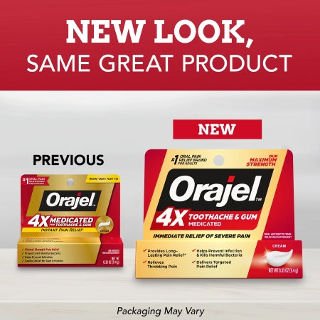 Oral Pain Relief Orajel 4X Oral Cream,Packaging Type- Each