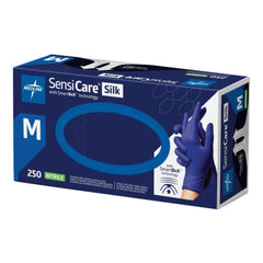 Exam Glove SensiCare Silk Medium NonSterile Nitrile Textured Fingertips Dark Blue Chemo Tested | 250/Box