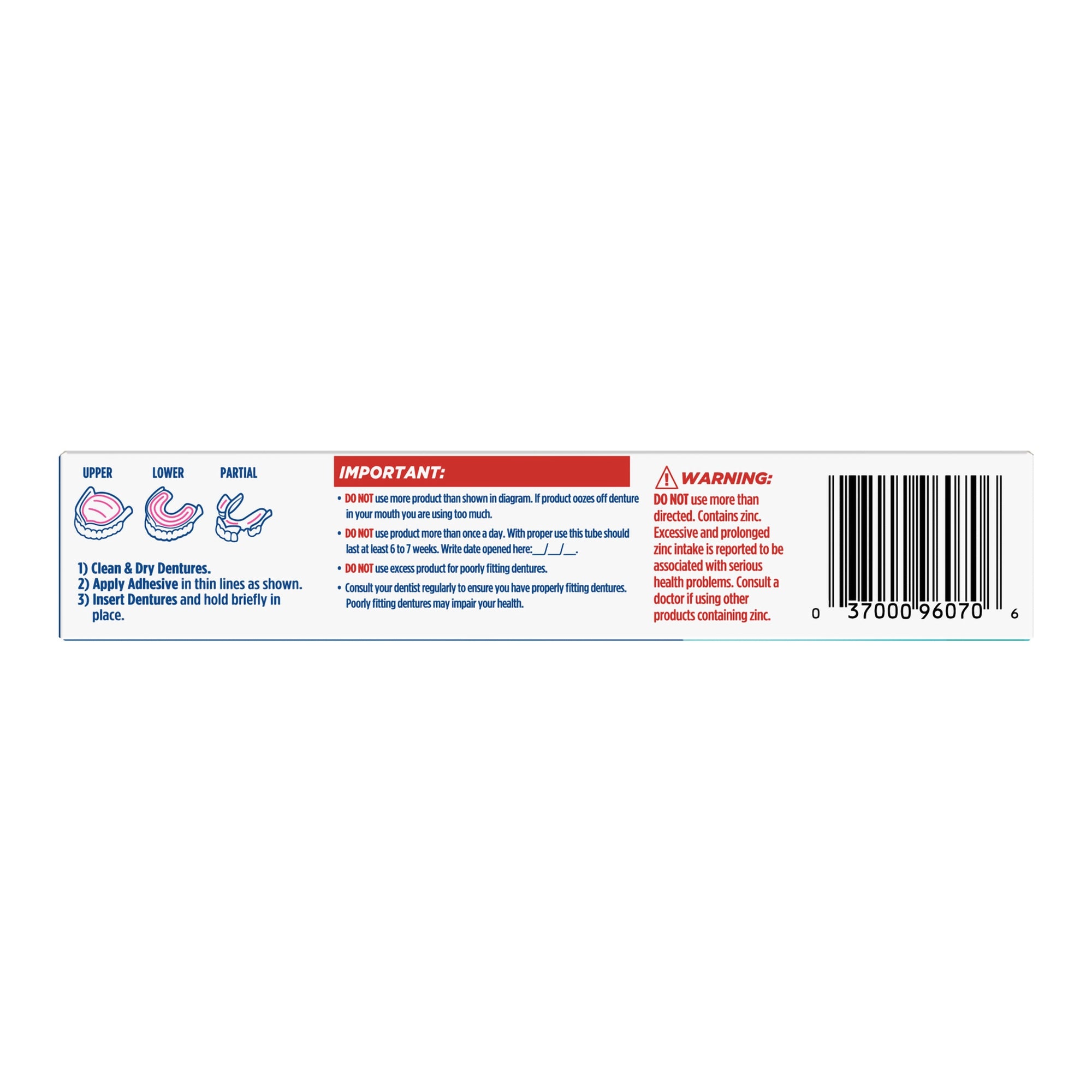 Denture Adhesive Fixodent Plus Breath Bacteria Guard Cream 2 oz.,Packaging Type- Each