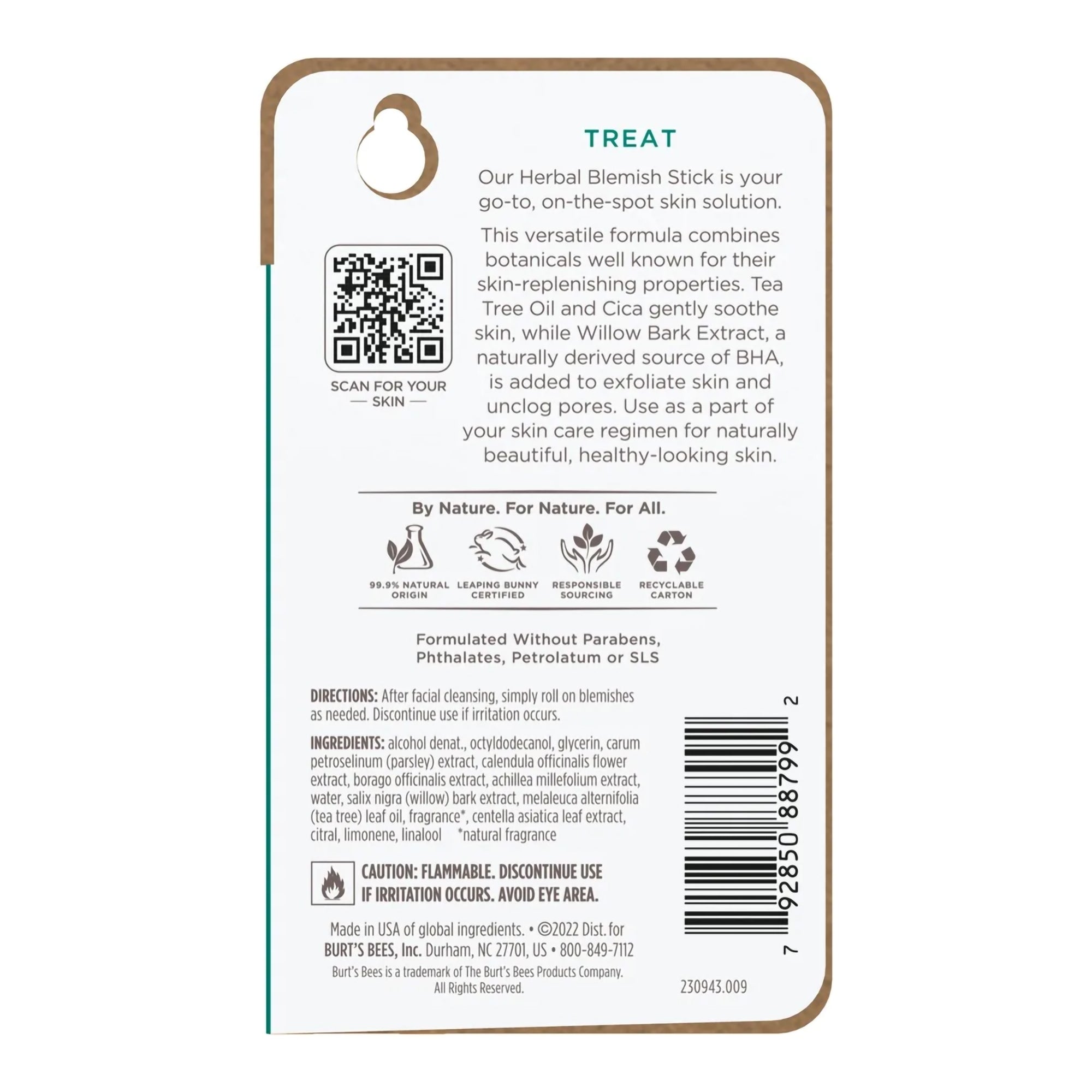 Acne Treatment Burt's Bees Herbal Complexion Stick 0.26 oz. Stick,Packaging Type- Each