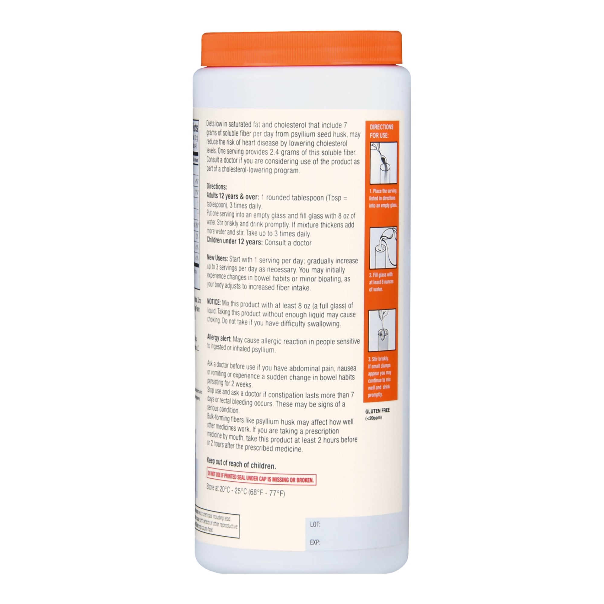 Fiber Supplement Foster & Thrive Orange Flavor Powder 20.3 oz. Psyllium Husk, Packaging Type- Each