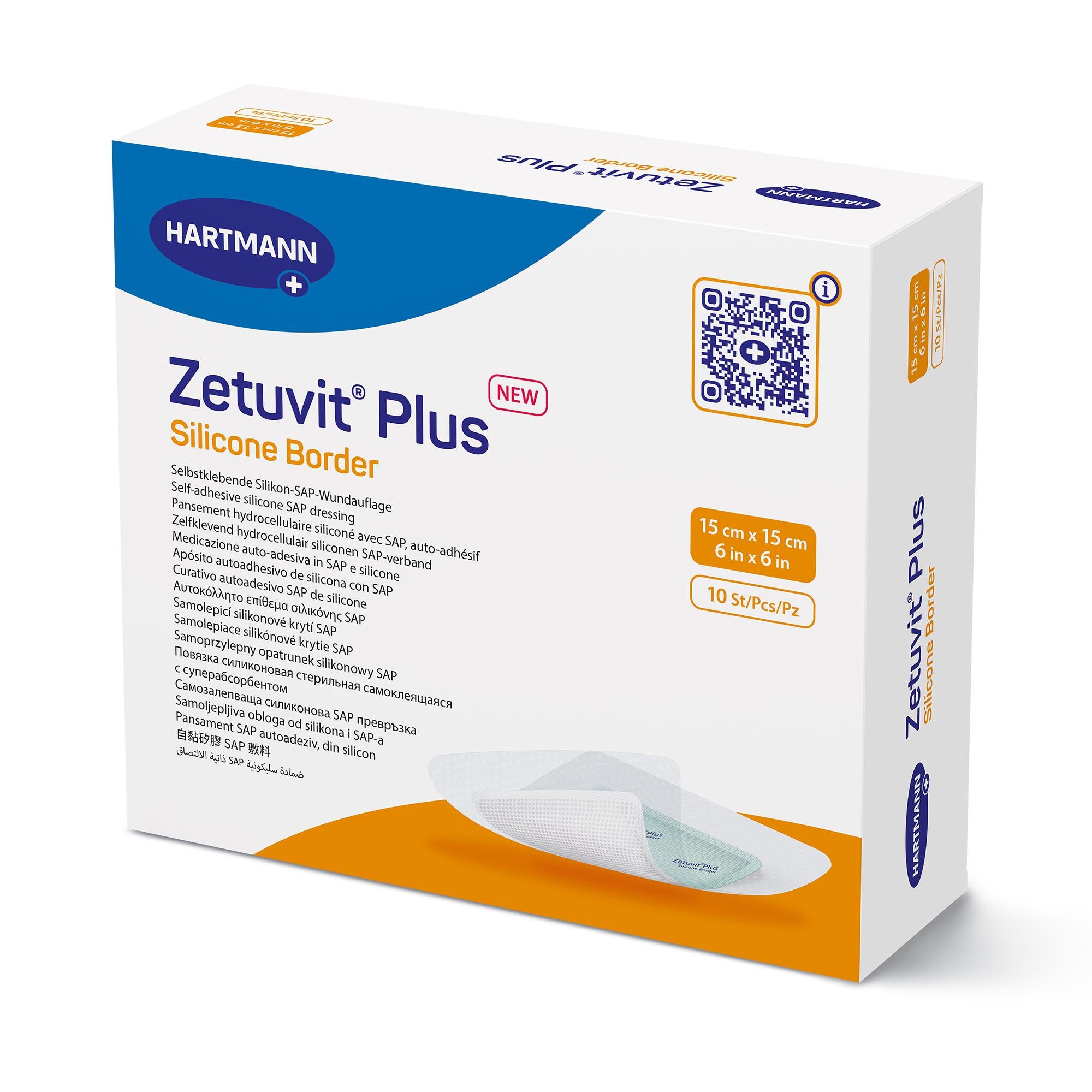 Super Absorbent Dressing Zetuvit® Plus Silicone Border Silicone Adhesive 6 X 6 Inch Square