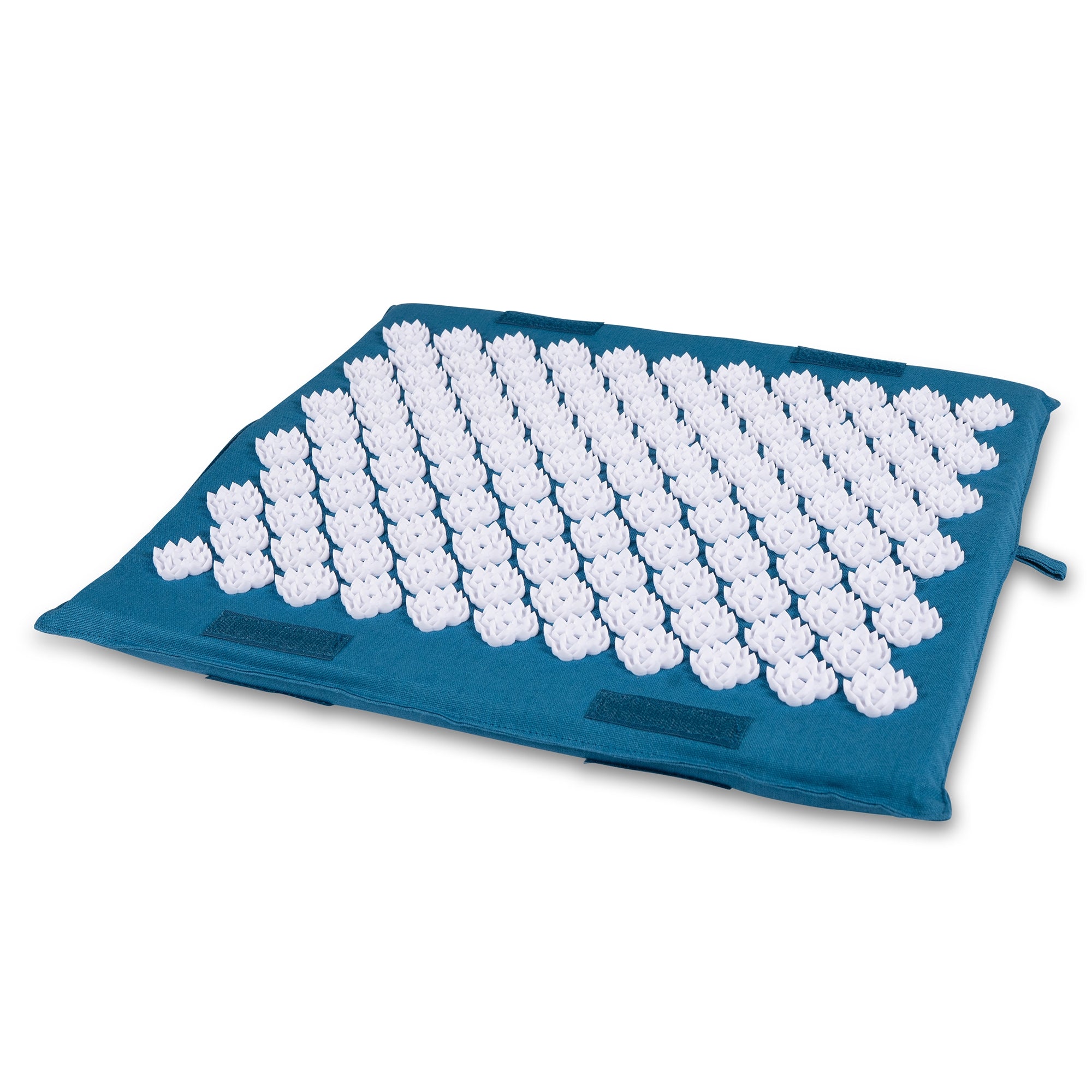 Kanjo Acupressure Foot Mat Sapphire / White Cotton-Linen Fabric / Memory Foam / Plastic 14 X 16 Inch
