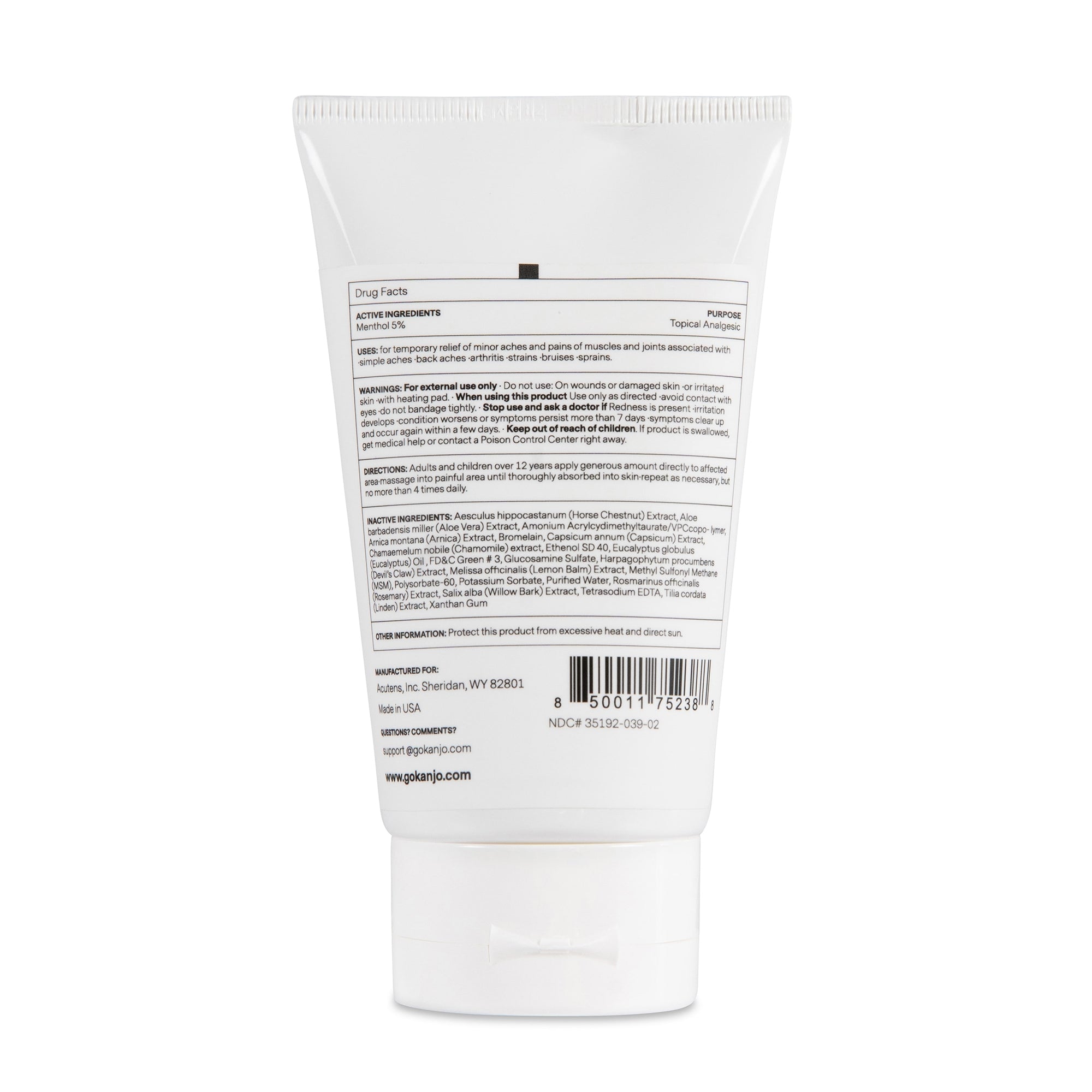 Topical Pain Relief Kanjo 5% Strength Menthol Topical Gel 4.2 oz.,Packaging Type- Each