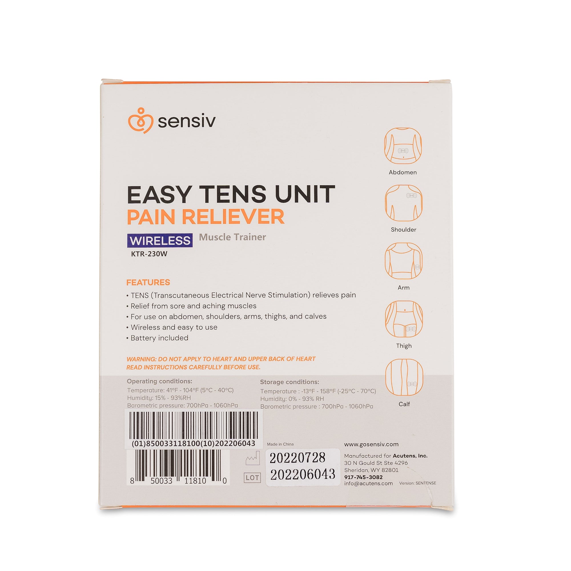 TENS Unit Sensiv Easy Relief,Packaging Type- Each