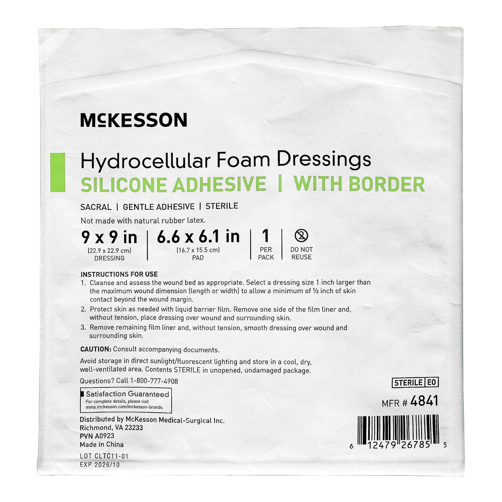 Foam Dressing McKesson 9 X 9 Inch With Border Waterproof Film Backing Silicone Gel Adhesive Sacral Sterile, Packaging Type- Case