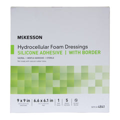 Foam Dressing McKesson 9 X 9 Inch With Border Waterproof Film Backing Silicone Gel Adhesive Sacral Sterile, Packaging Type- Box