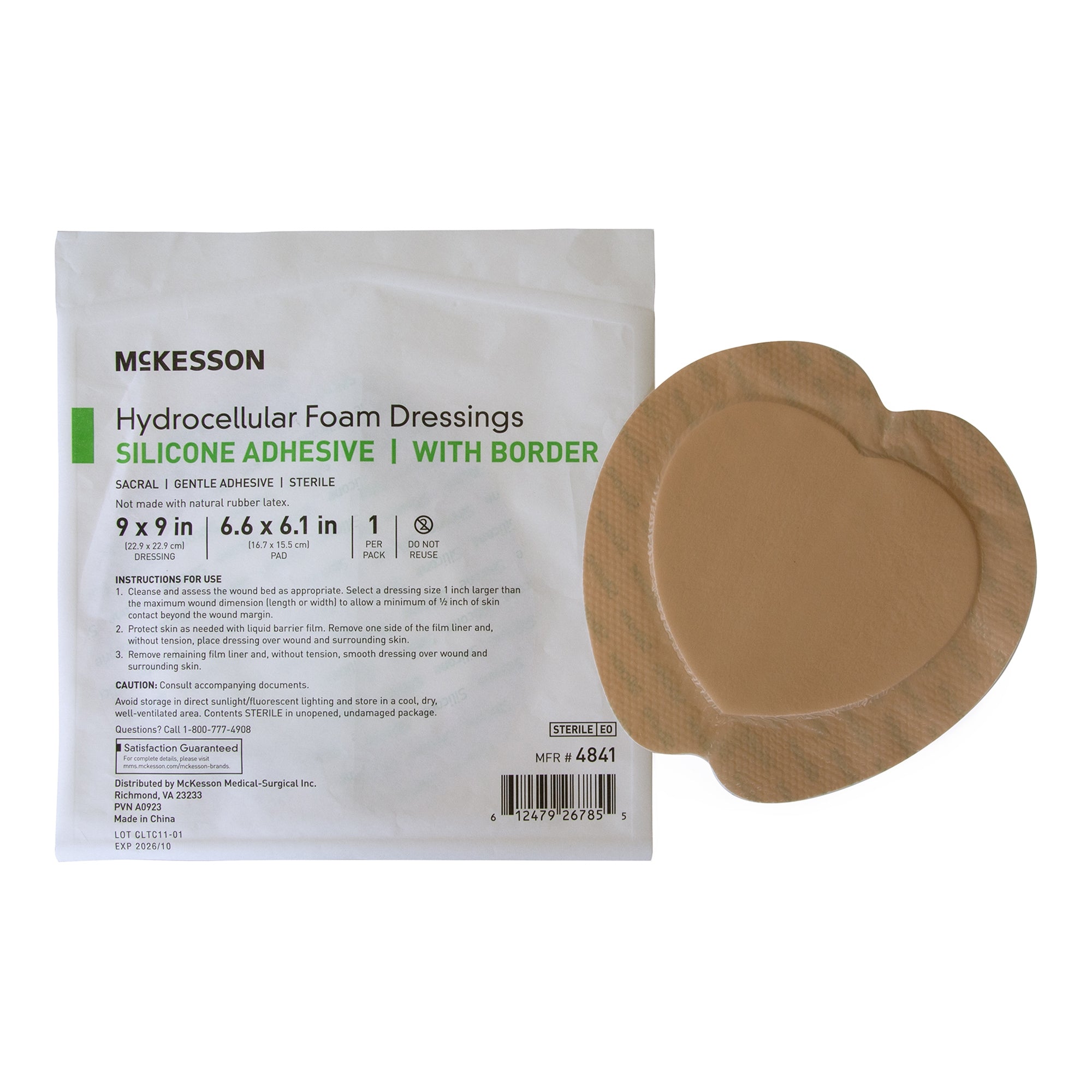 Foam Dressing McKesson 9 X 9 Inch With Border Waterproof Film Backing Silicone Gel Adhesive Sacral Sterile, Packaging Type- Case