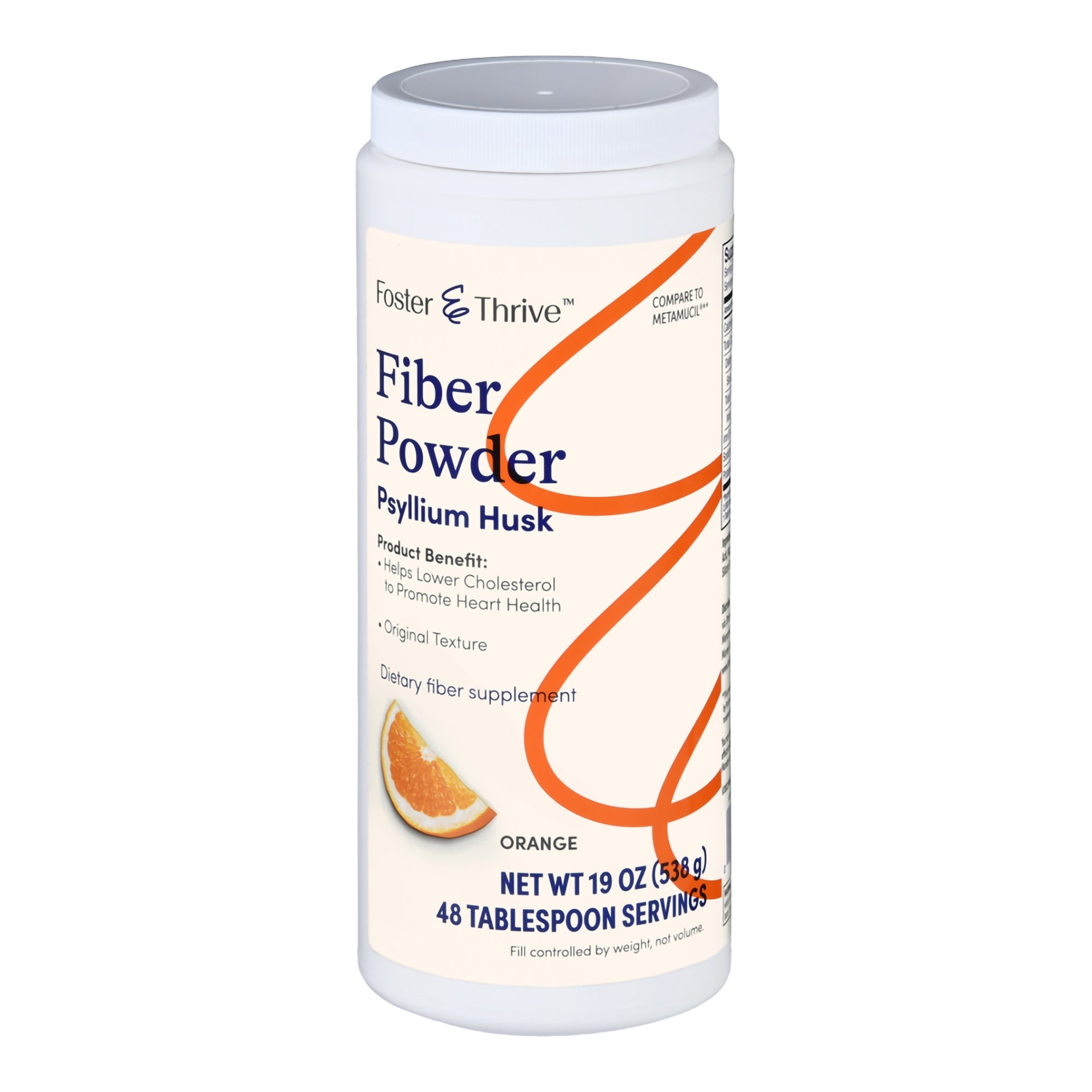 Fiber Supplement Foster & Thrive Orange Flavor Powder 19 oz. Psyllium Husk, Packaging Type- Each