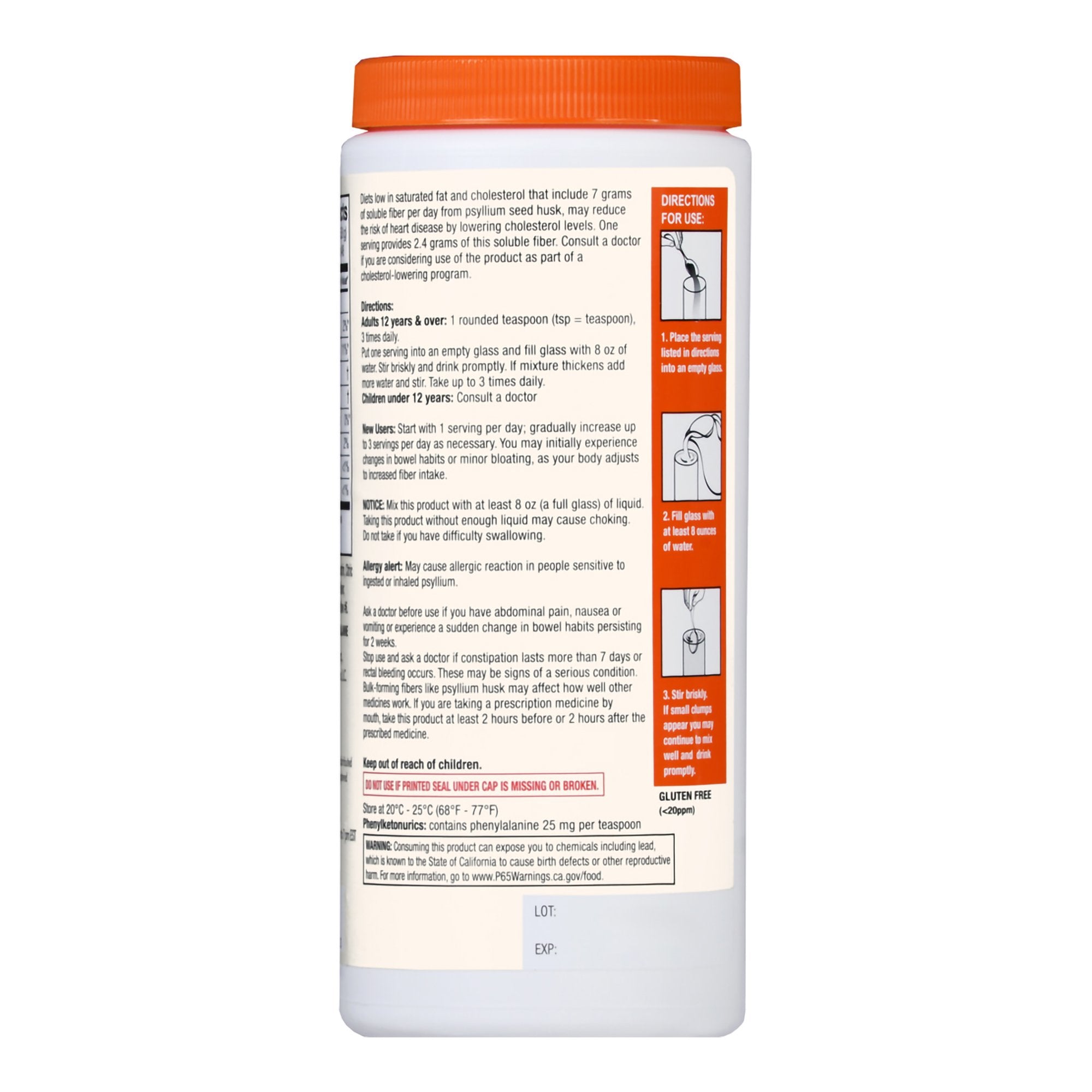 Fiber Supplement Foster & Thrive Orange Flavor Powder 10 oz. Psyllium Husk, Packaging Type- Each