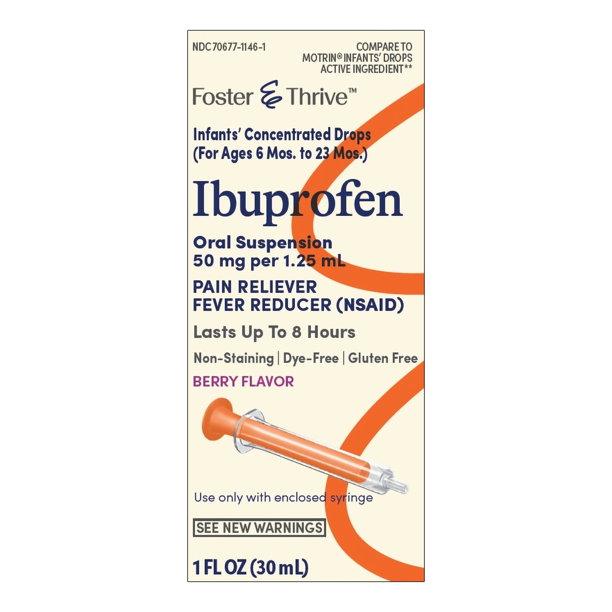 Infants' Pain Relief Foster & Thrive Ibuprofen Liquid 1 oz., Packaging Type- Each