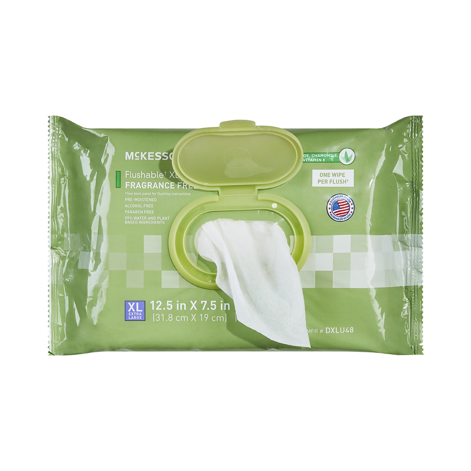 Flushable Personal Wipe McKesson Soft Pack Unscented 48 Count