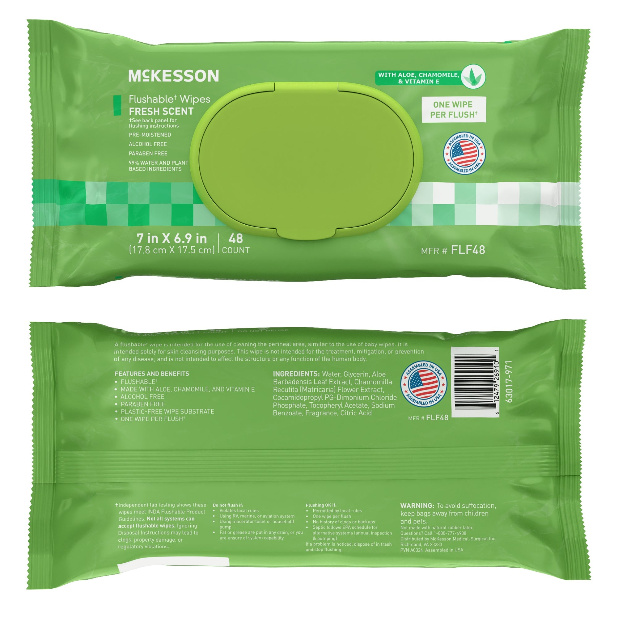 Flushable Personal Wipe McKesson Soft Pack Scented 48 Count