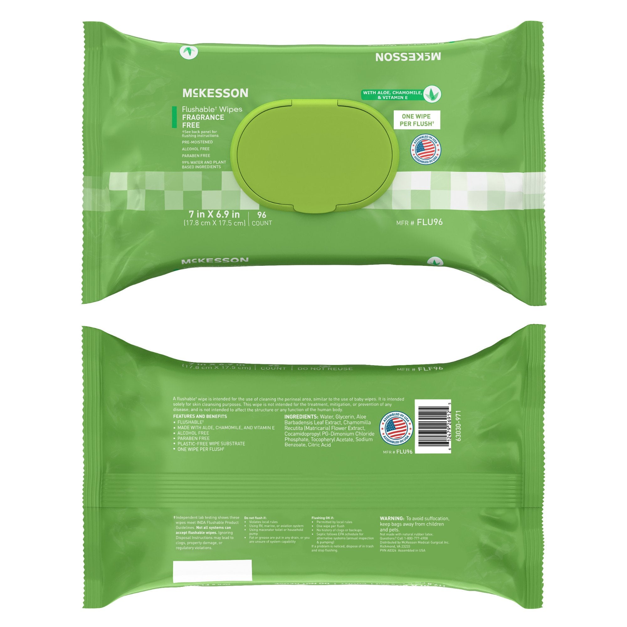 Flushable Personal Wipe McKesson Soft Pack Unscented 96 Count | 6PK/Case