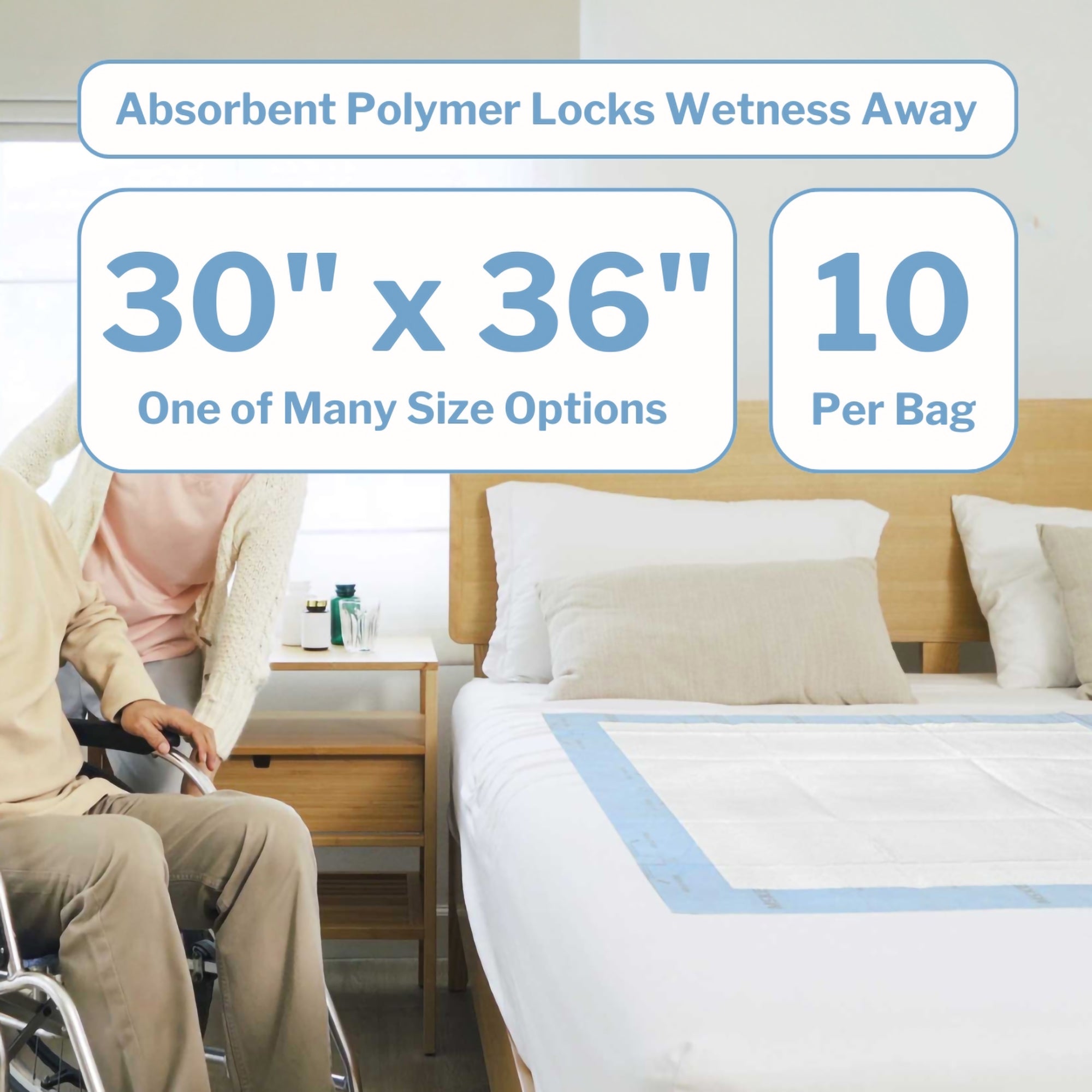 Disposable Underpad McKesson 30 X 36 Inch Super Absorbent Polymer Heavy Absorbency, Packaging Type- Case