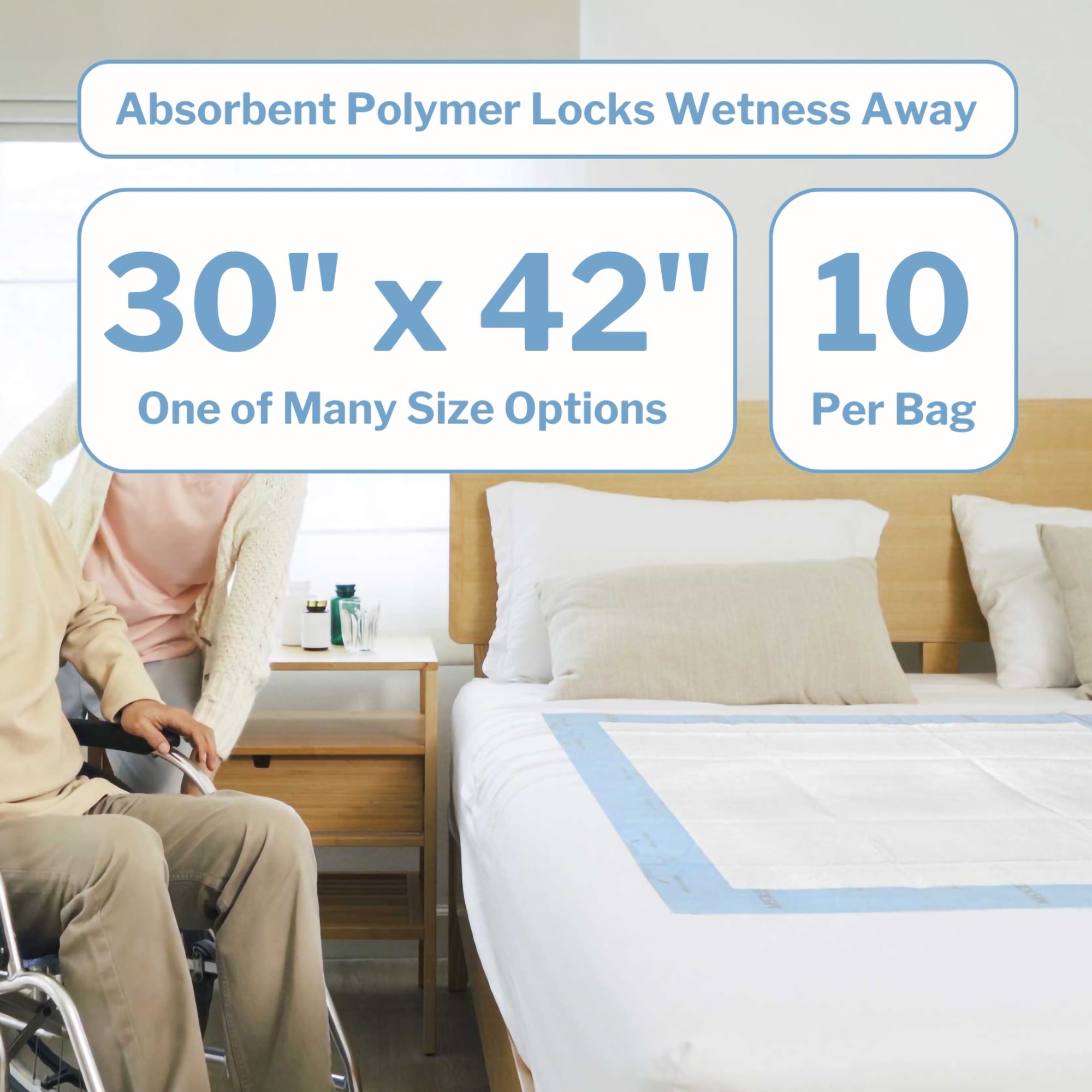 Disposable Underpad McKesson 30 X 42 Inch Super Absorbent Polymer Heavy Absorbency, Packaging Type- Case