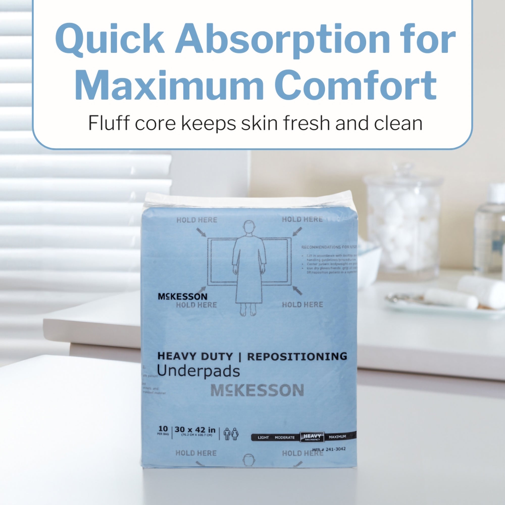 Disposable Underpad McKesson 30 X 42 Inch Super Absorbent Polymer Heavy Absorbency, Packaging Type- Case