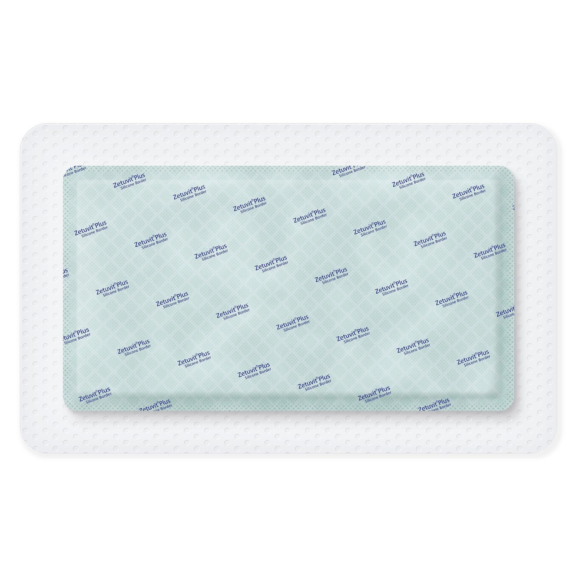 Super Absorbent Dressing Zetuvit Plus Silicone Border Silicone Adhesive 6 X 10 Inch Rectangle,  Packaging Type- Each