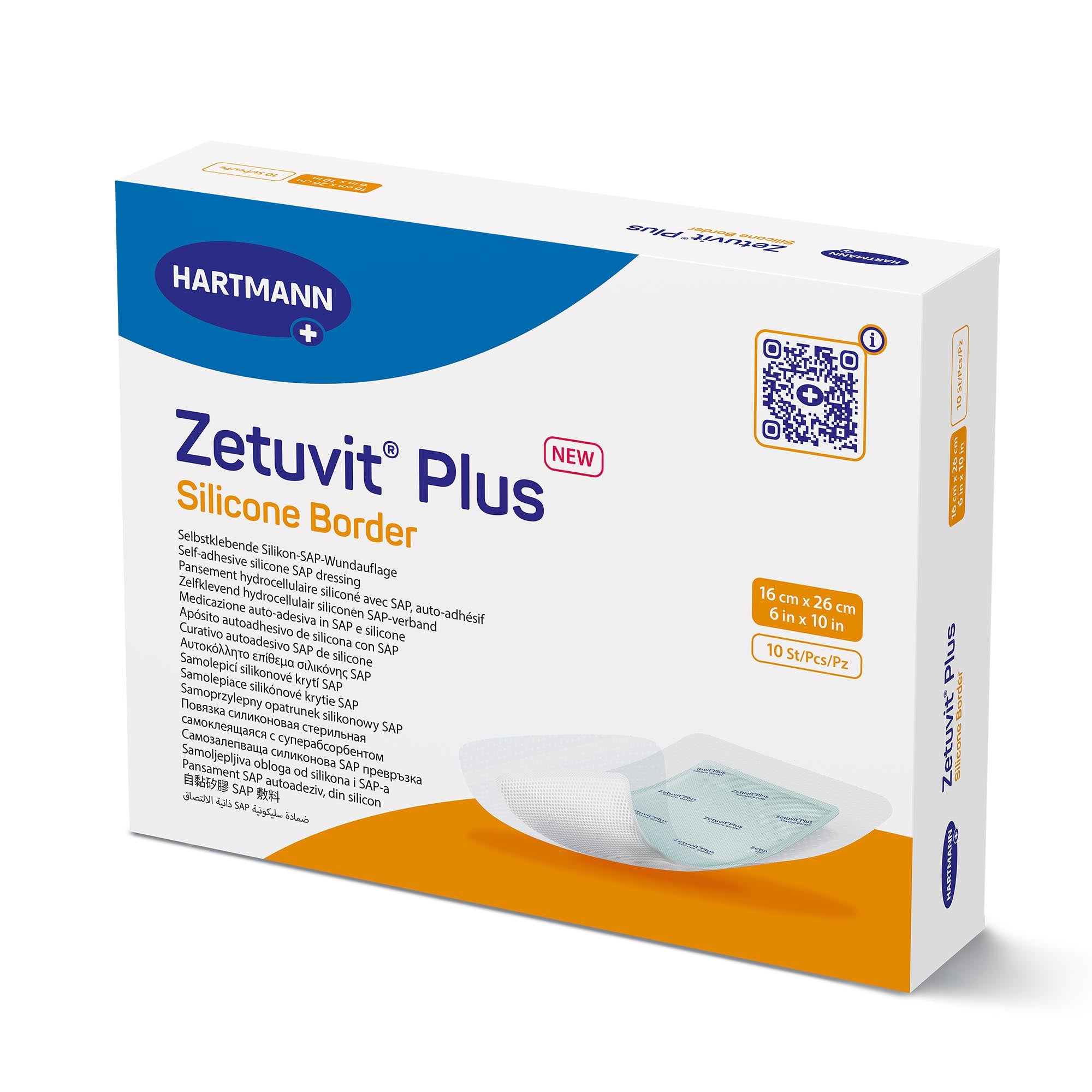 Super Absorbent Dressing Zetuvit Plus Silicone Border Silicone Adhesive 6 X 10 Inch Rectangle,  Packaging Type- Each