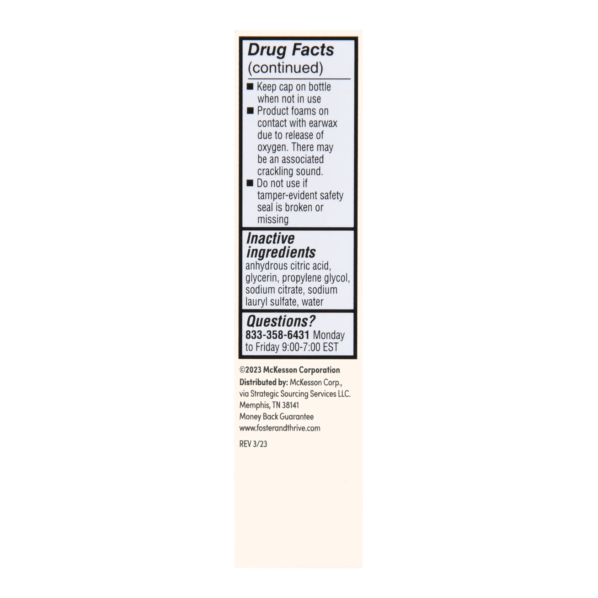 Ear Wax Remover Foster & Thrive 0.5 oz. Otic Drops 6.5% Strength Carbamide Peroxide,Packaging Type- Each