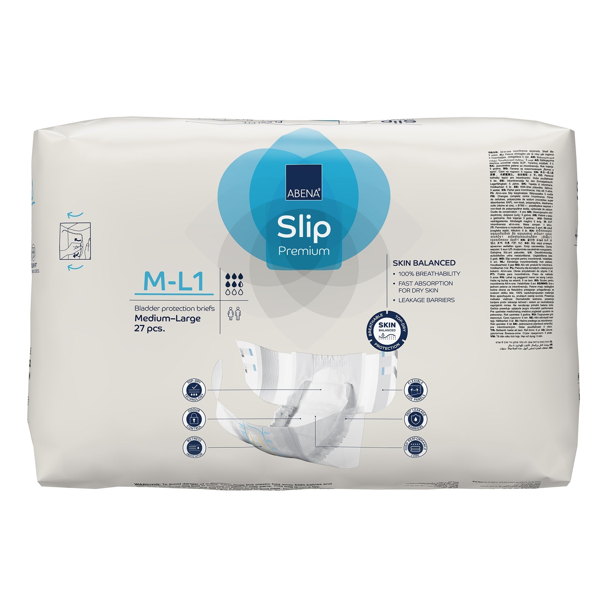 Unisex Adult Incontinence Brief Abena Slip Flexi Fit Medium / Large Disposable Moderate Absorbency, Packaging Type- Case