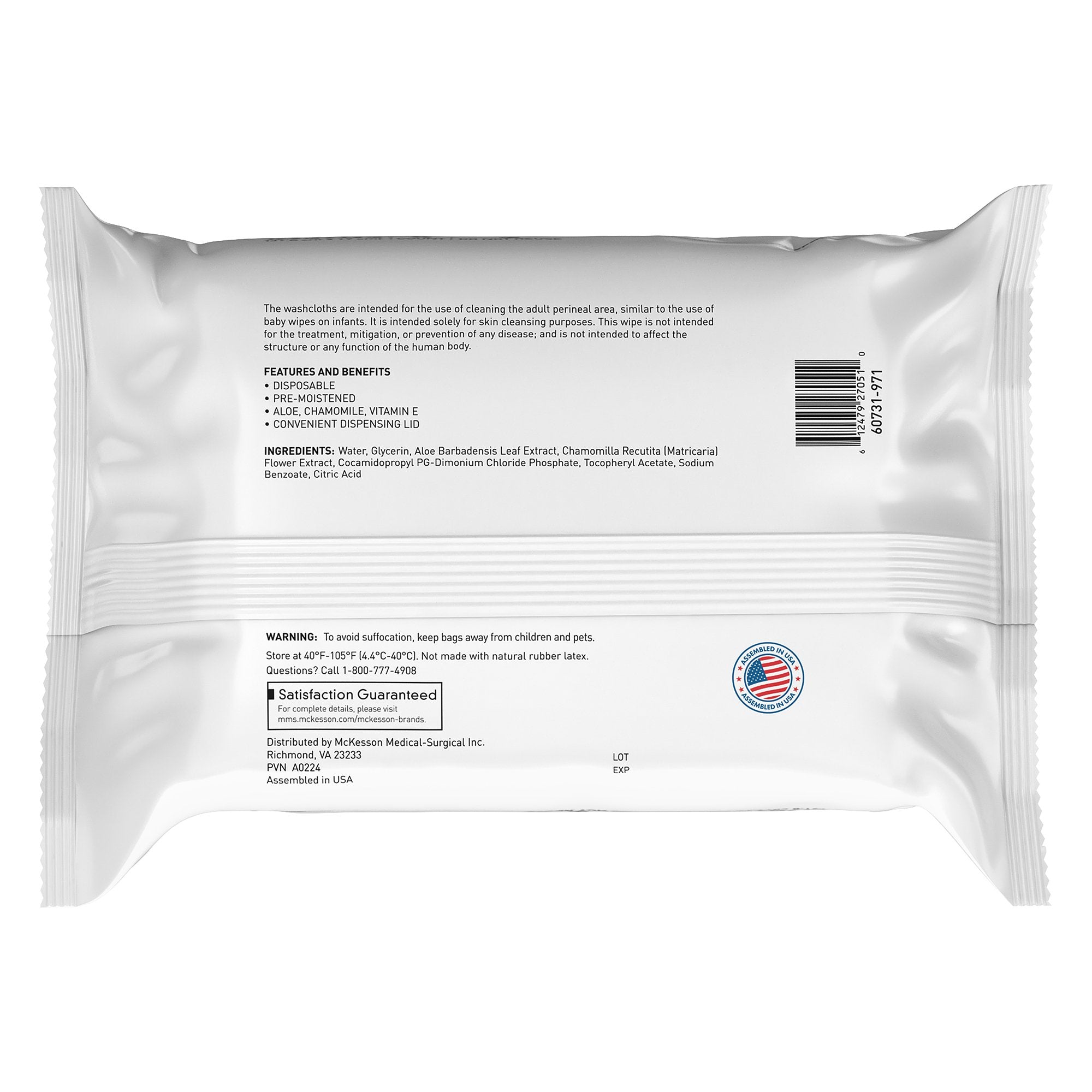 Personal Cleansing Wipe McKesson Soft Pack Unscented 96 Count, Packaging Type- Case