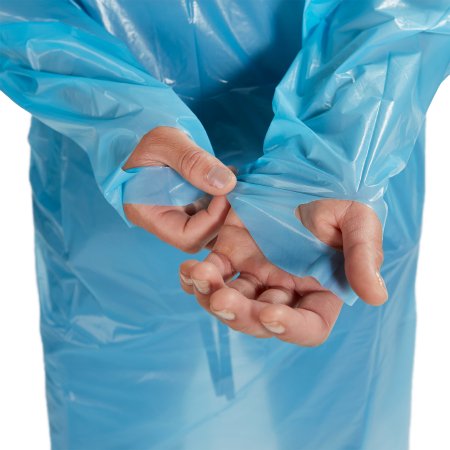 Protective Procedure Gown McKesson One Size Fits Most Blue NonSterile Not Rated Disposable,Packaging Type- Box