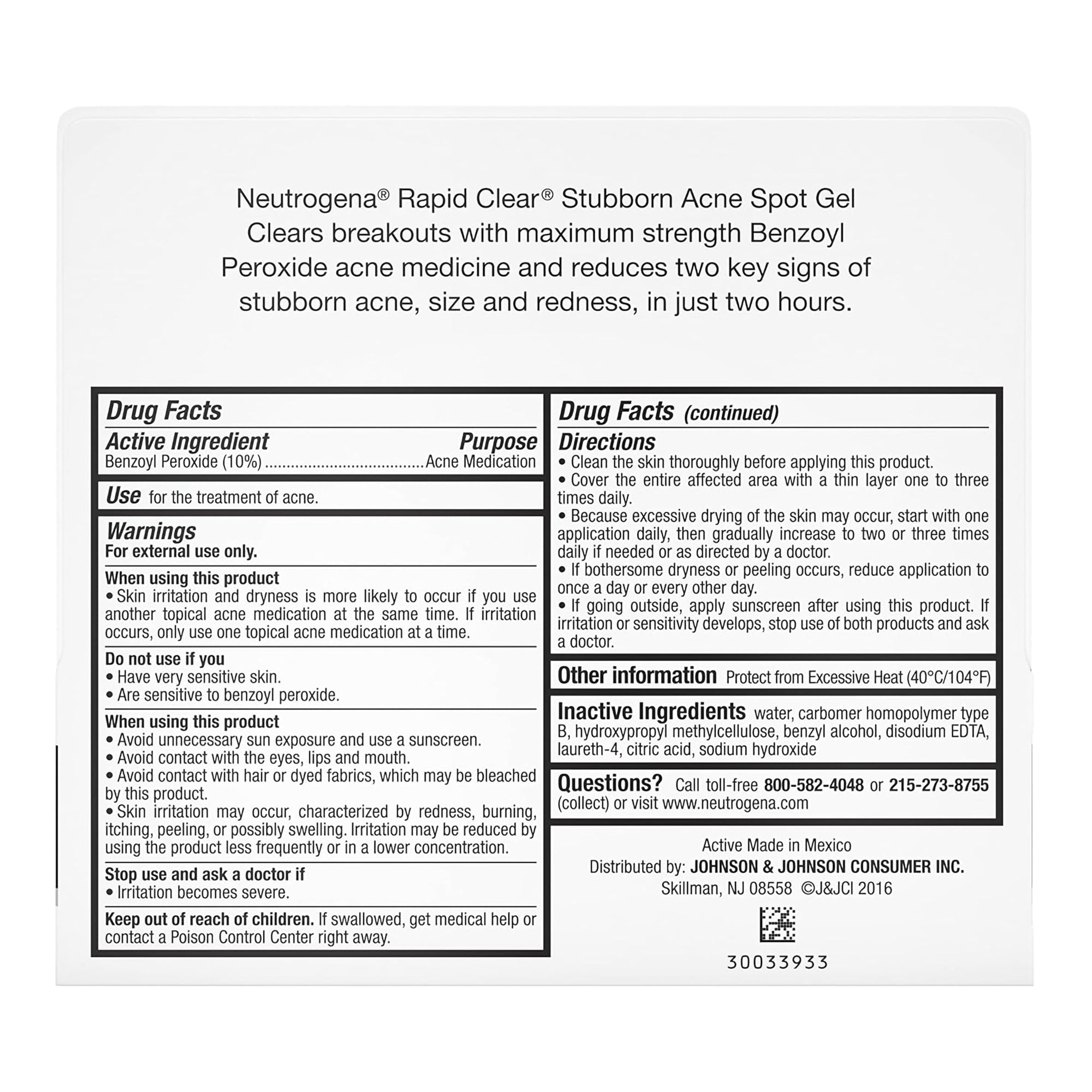 Acne Treatment Neutrogena Rapid Clear 1 oz. Gel,Packaging Type- Each