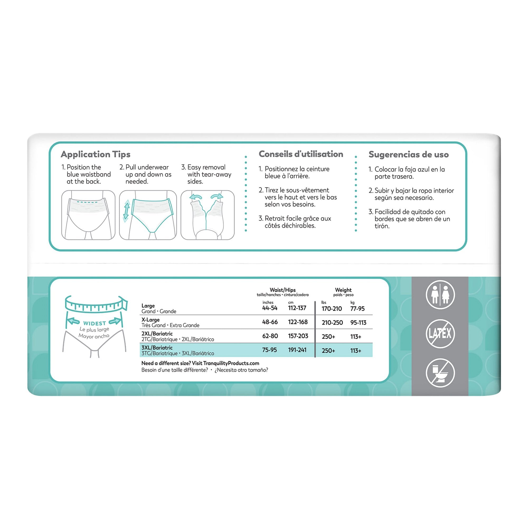 Unisex Adult Absorbent Underwear Tranquility Essential Pull On with Tear Away Seams 3X-Large Disposable Heavy Absorbency, Packaging Type- Case