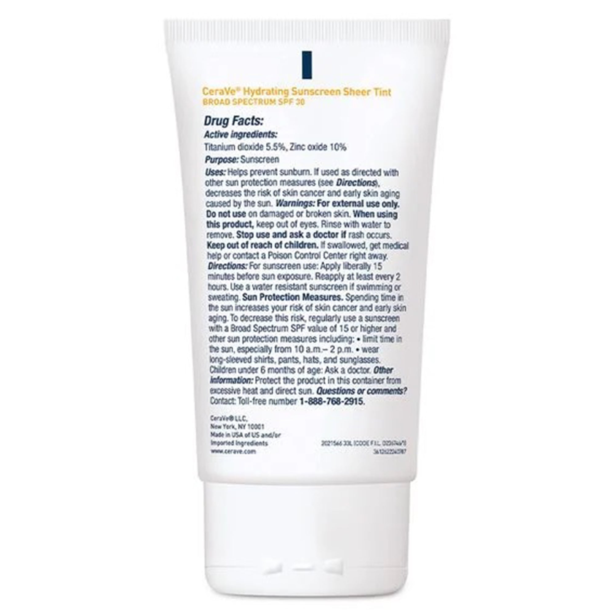 Protector solar mineral hidratante CeraVe, loción facial con tinte transparente FPS 30, tubo de 50 ml. Tipo de envase: individual.