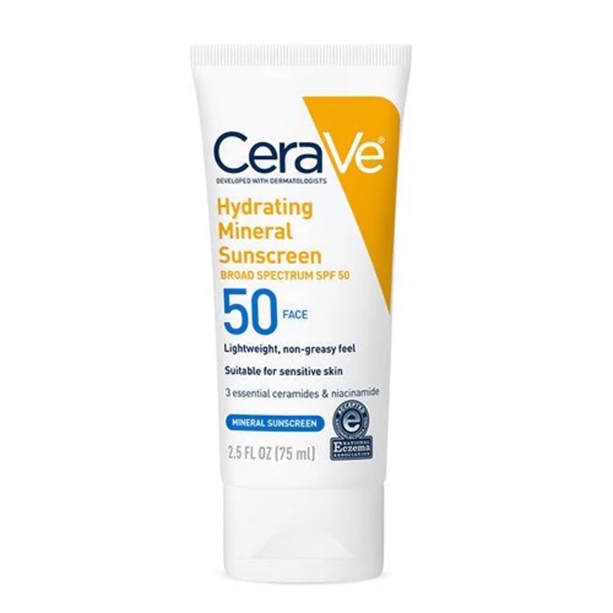 Sunscreen CeraVe Hydrating Mineral Sunscreen Face SPF 50 Lotion 2.5 oz. Tube,Packaging Type- Each