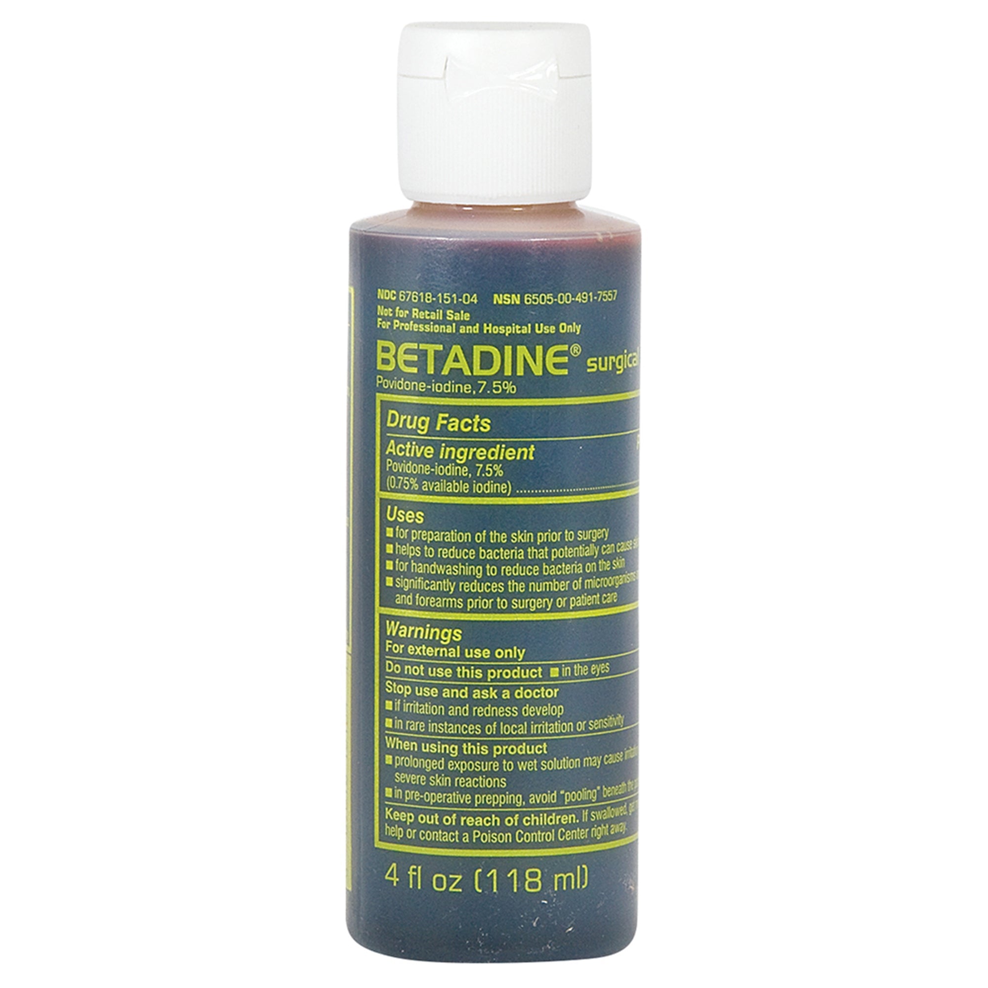 Surgical Scrub Solution Betadine 4 oz. Bottle 7.5% Strength Povidone-Iodine NonSterile,Packaging Type- Each