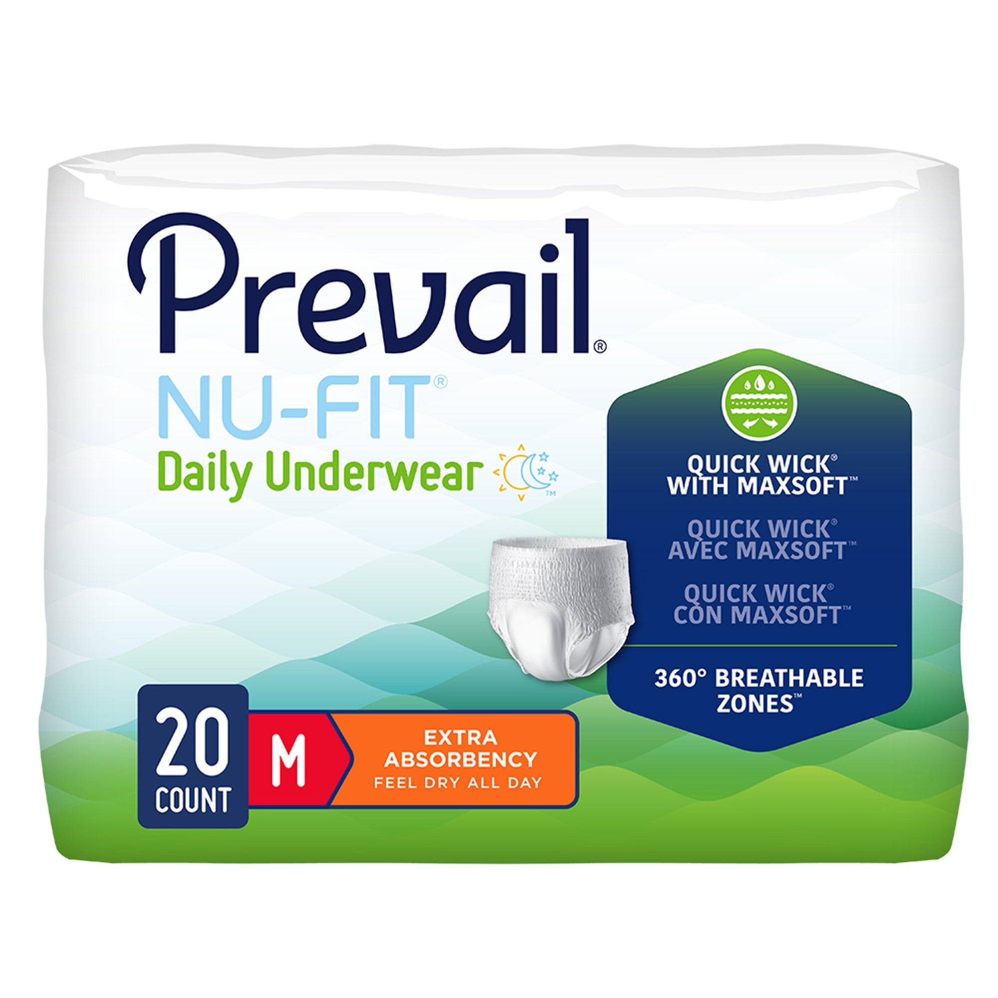 Unisex Adult Absorbent Underwear Prevail Nu-Fit Pull On with Tear Away Seams Disposable Heavy Absorbency