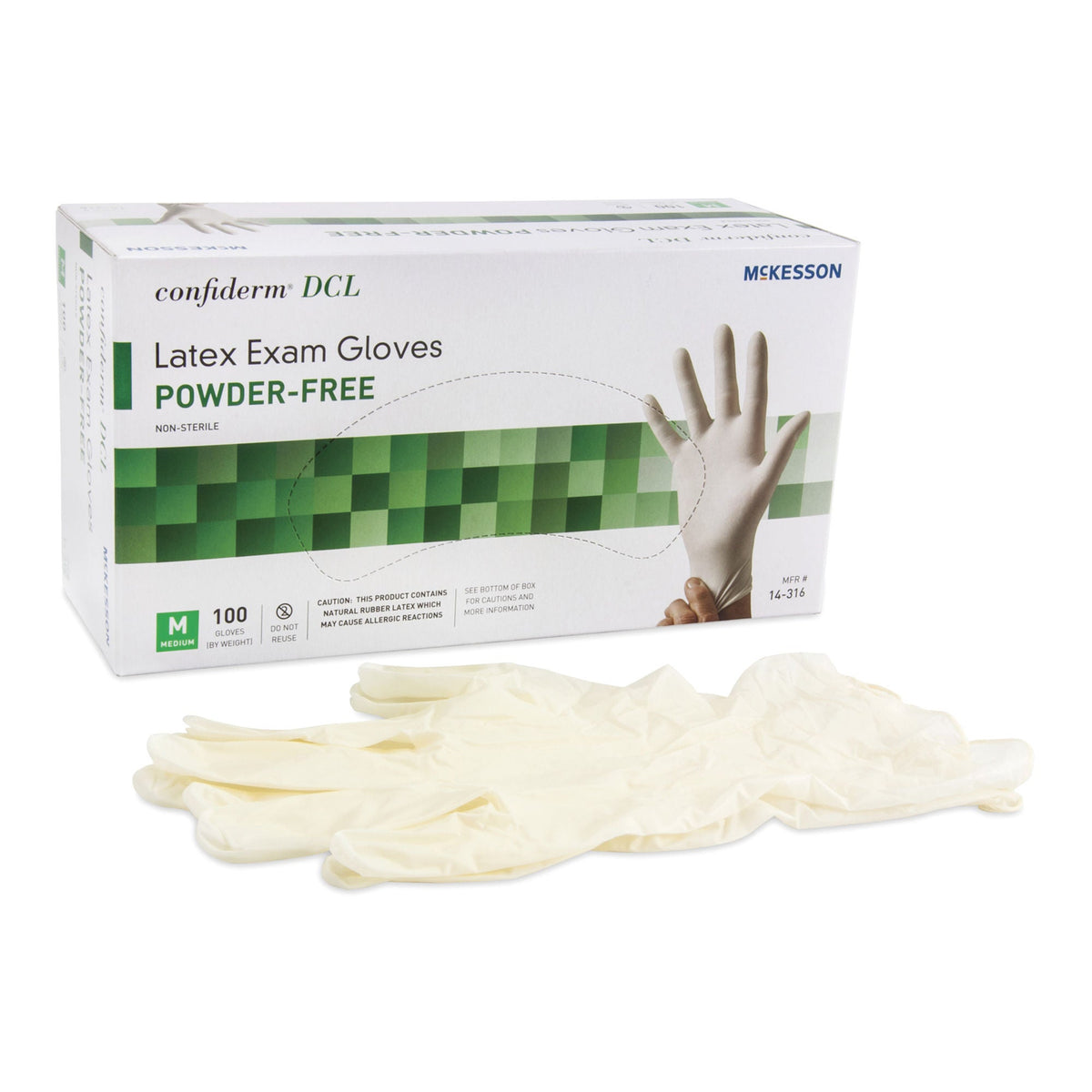 Exam Glove McKesson Confiderm Medium NonSterile Latex Standard Cuff Length Smooth Ivory Not Rated | 10Box/Case Default Title
