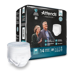Attends Premier Absorbent Underwear – Medium, Heavy Overnight Absorbency