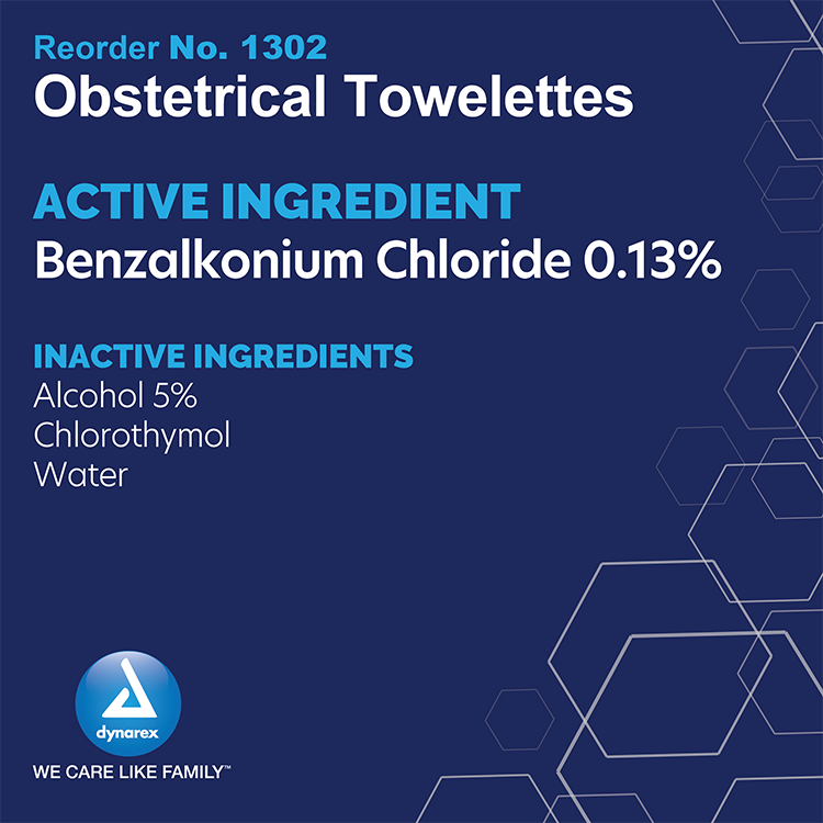 Obstetrical Cleansing Towelette Dynarex Individual Packet Scented 100 Count, Packaging Type- Box