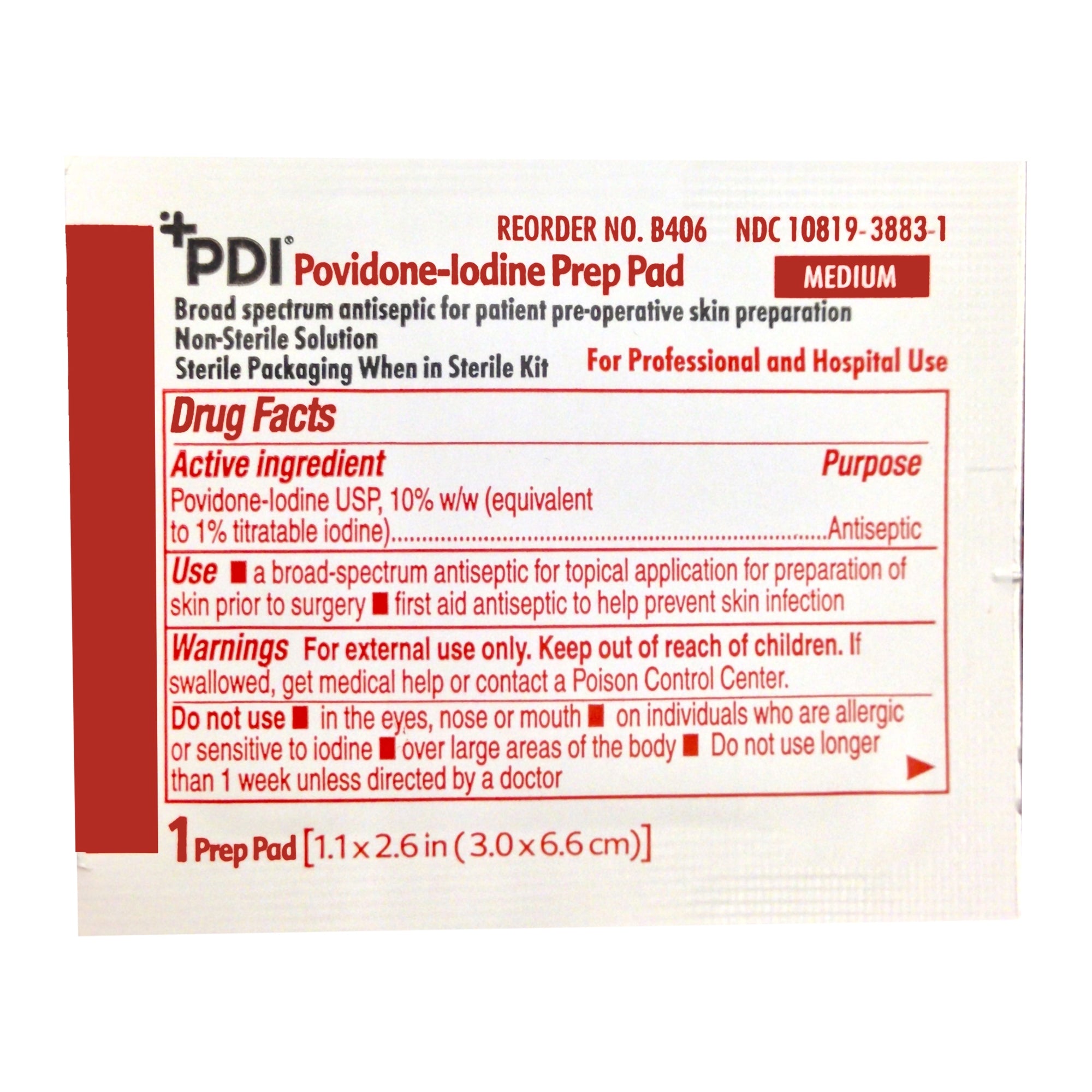PVP Prep Pad PDI 10% Strength Povidone-Iodine Individual Packet Medium NonSterile, Packaging Type- Case