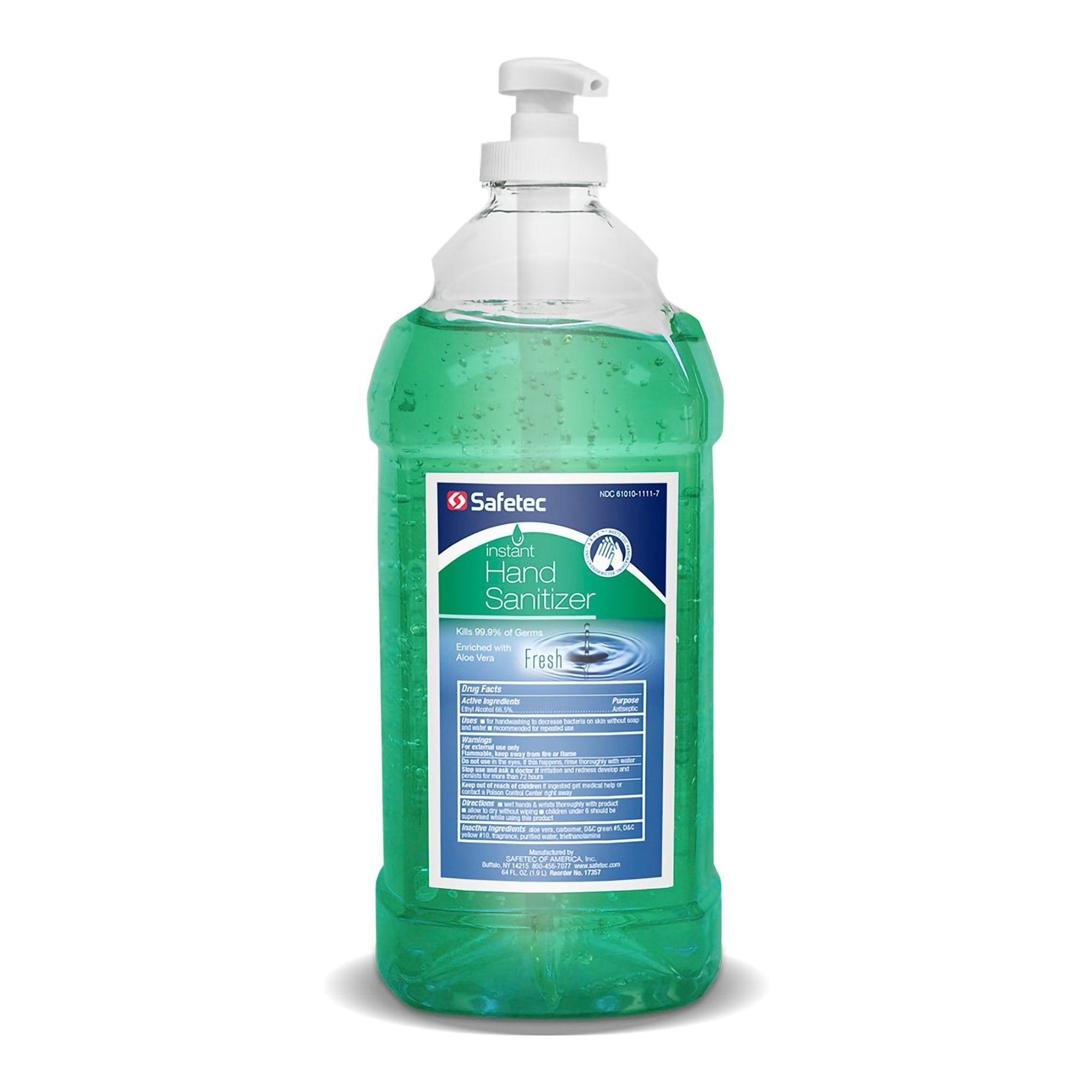 Hand Sanitizer with Aloe Safetec 64 oz. Ethyl Alcohol Gel Pump Bottle
