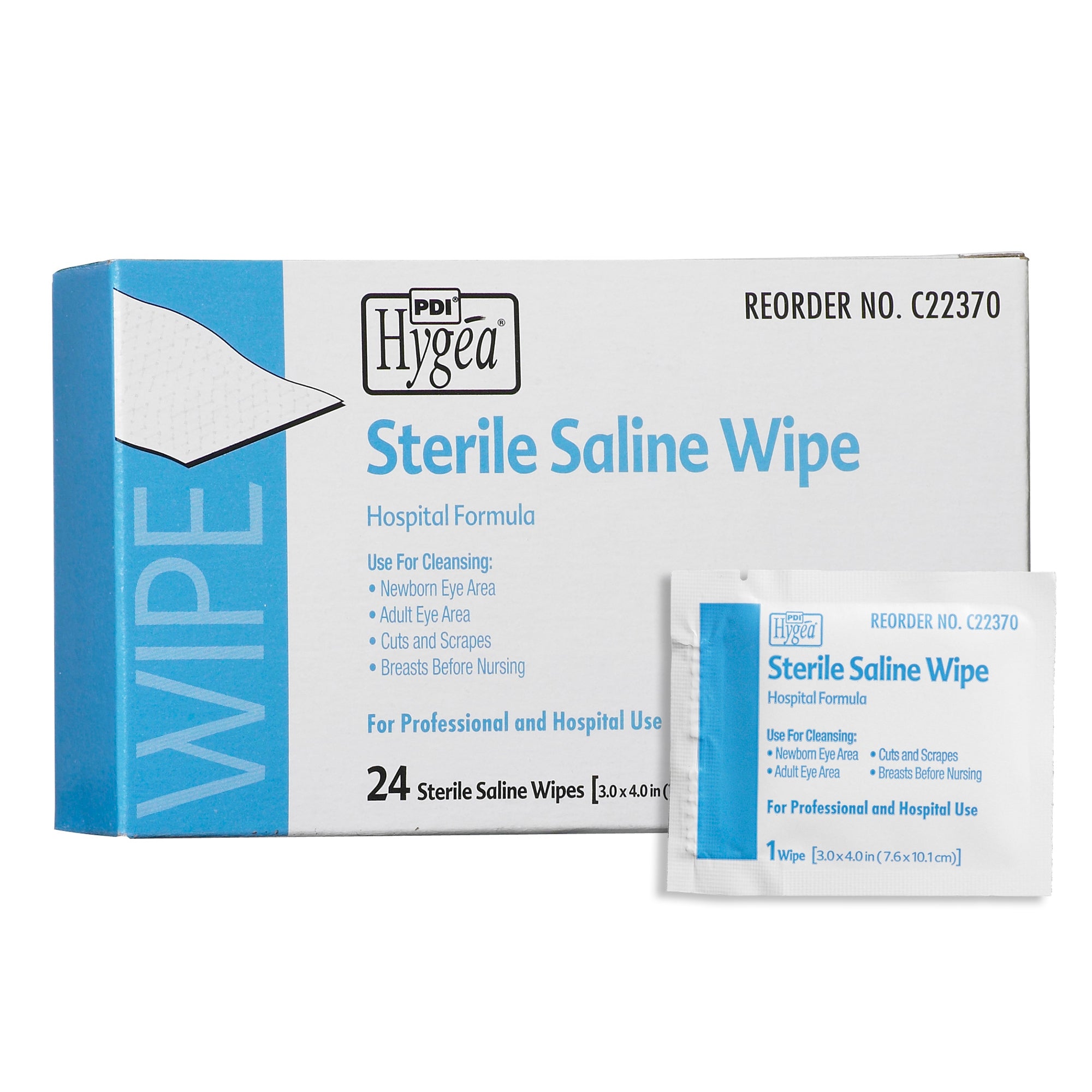 Saline Cleansing Towelette Hygea Individual Packet Unscented 24 Count, Packaging Type- Case