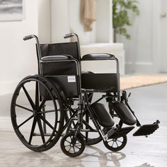 Medical wheelchair rear view with push handles
