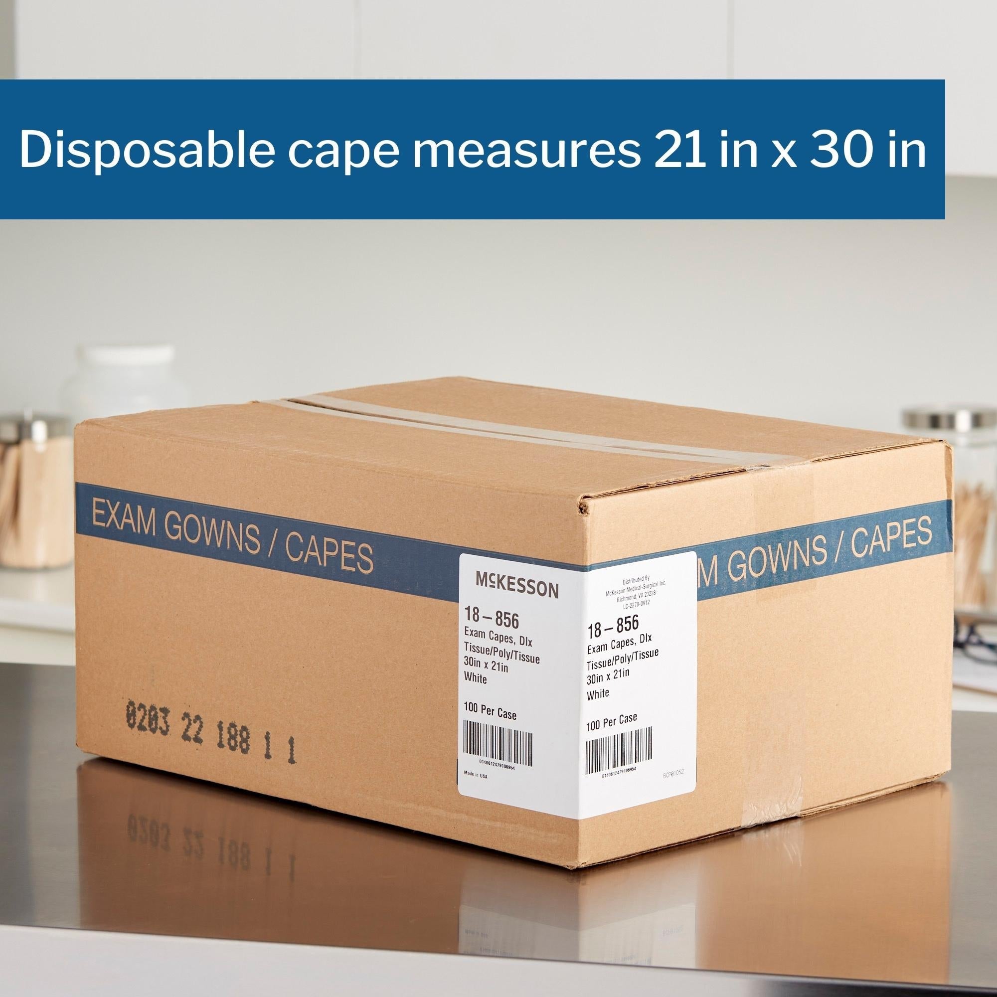 Exam Cape McKesson White Front / Back Opening Without Closure Unisex, Packaging Type- Case