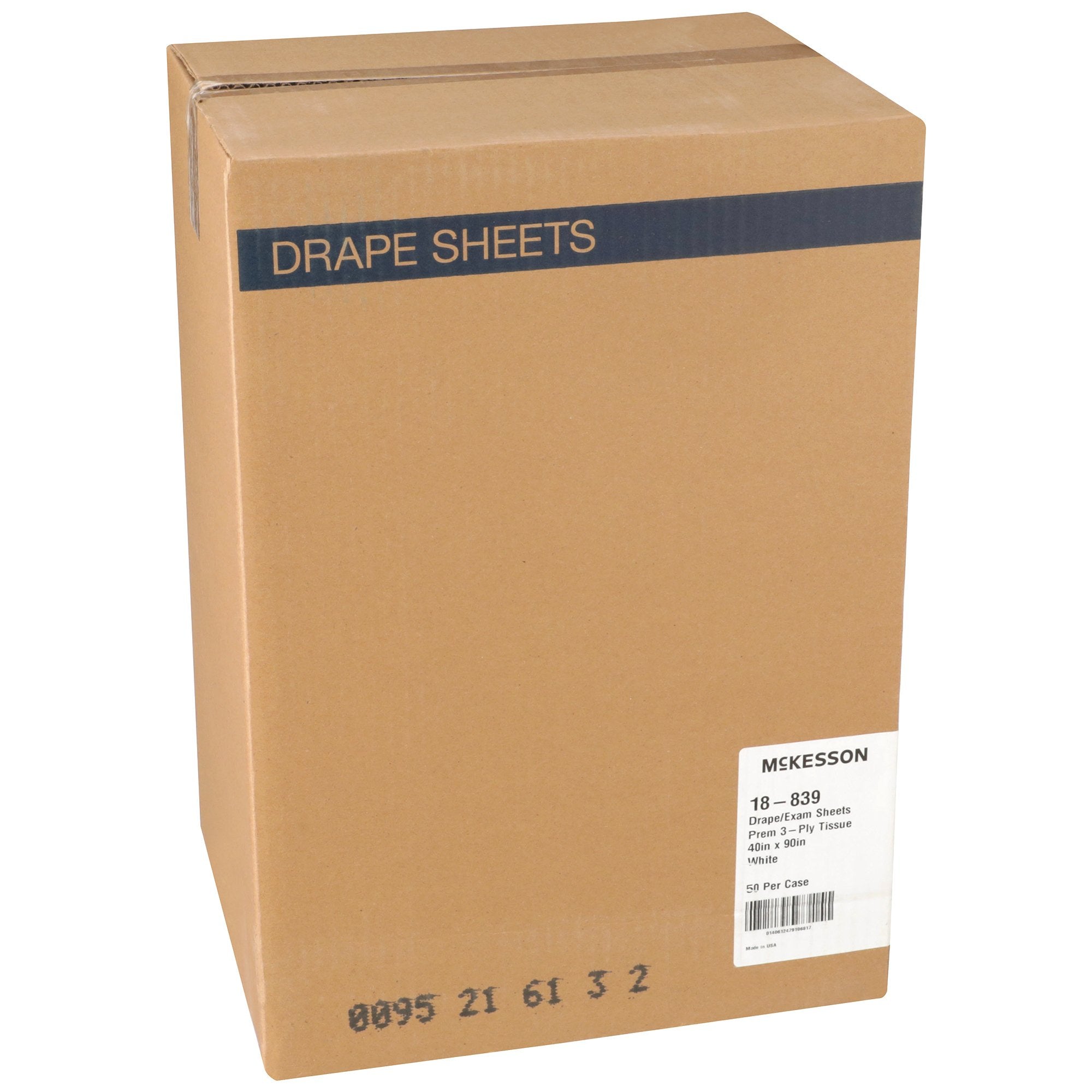 McKesson Premium Physical Exam Patient Drape Sheet – White 3-Ply Pebble-Embossed Tissue, 40 × 90 in Non-Sterile, Latex-Free (Case of 50) | BAA & TAA Compliant