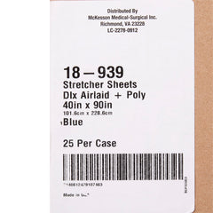 Stretcher Sheet McKesson Flat Sheet 40 W X 90 L Inch Blue Polyback Airlaid Disposable, Packaging Type- Case