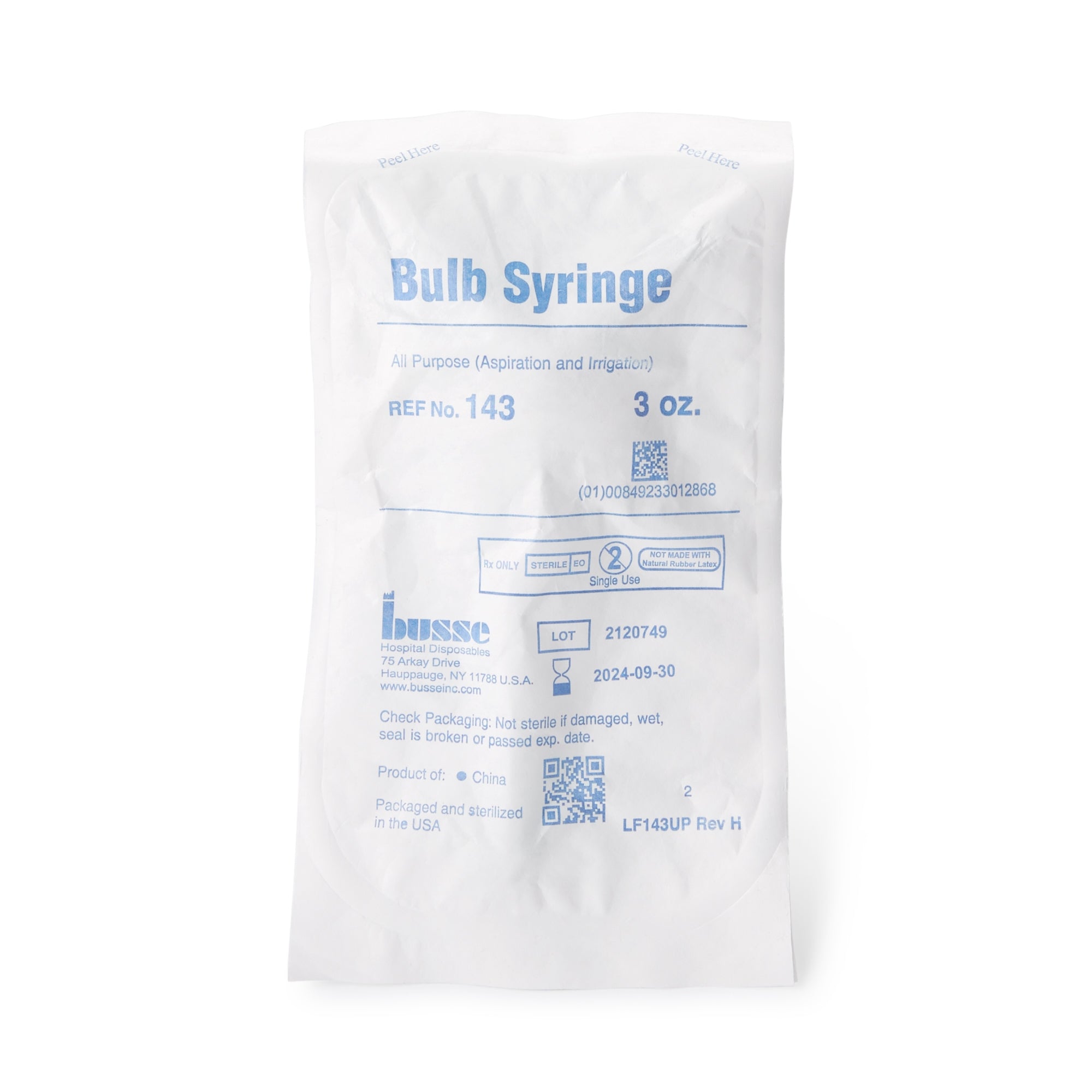 Ear / Ulcer Bulb Syringe PVC Pouch Sterile Disposable 3 oz., Packaging Type- Case