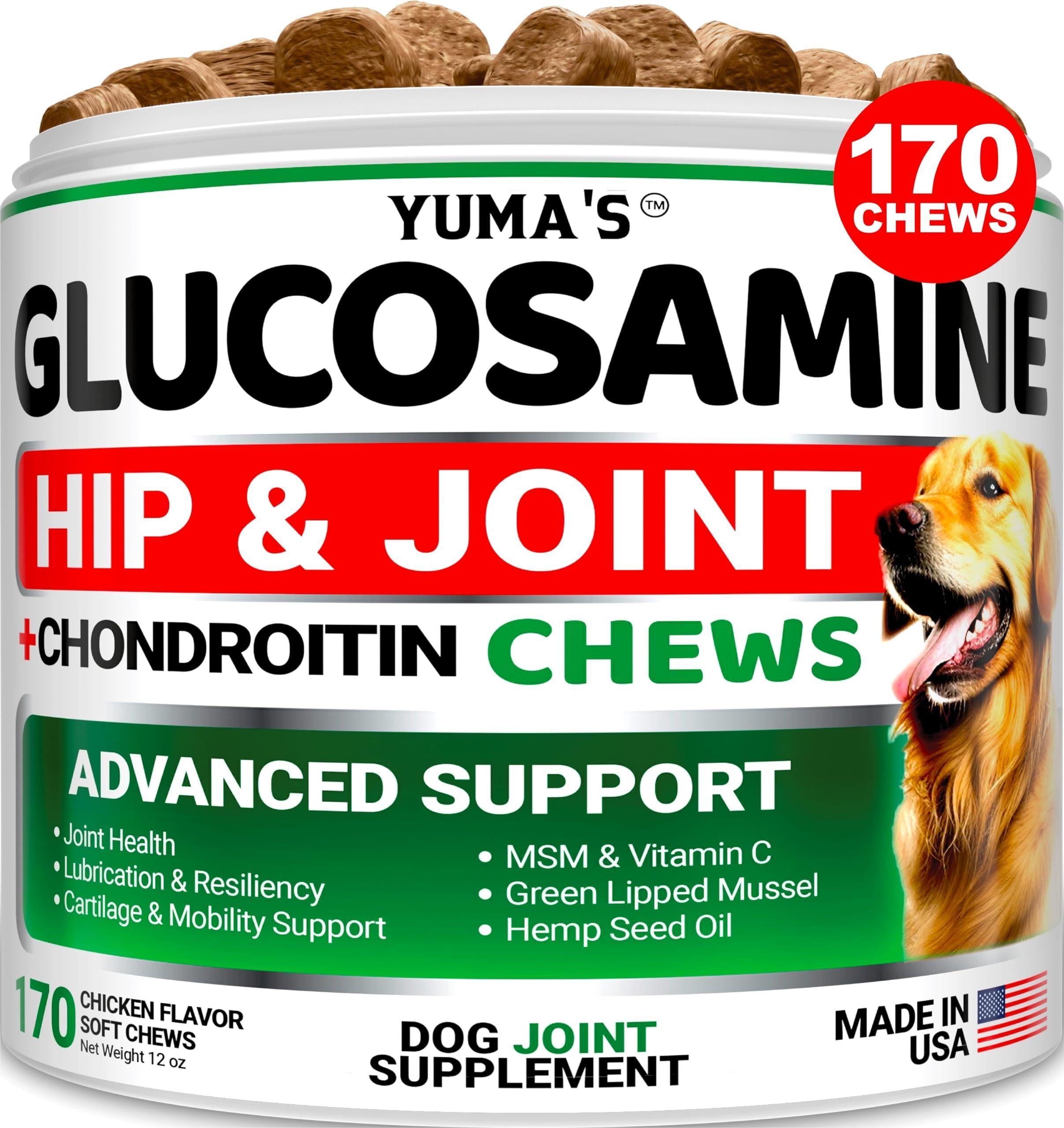 Glucosamine for Dogs   Hip and Joint Supplement for Dogs   170 Ct   Glucosamine Chondroitin for Dogs Chews   Dog Joint Pain Relief with MSM   Advanced Dog Joint Supplement Health   Mobility Support