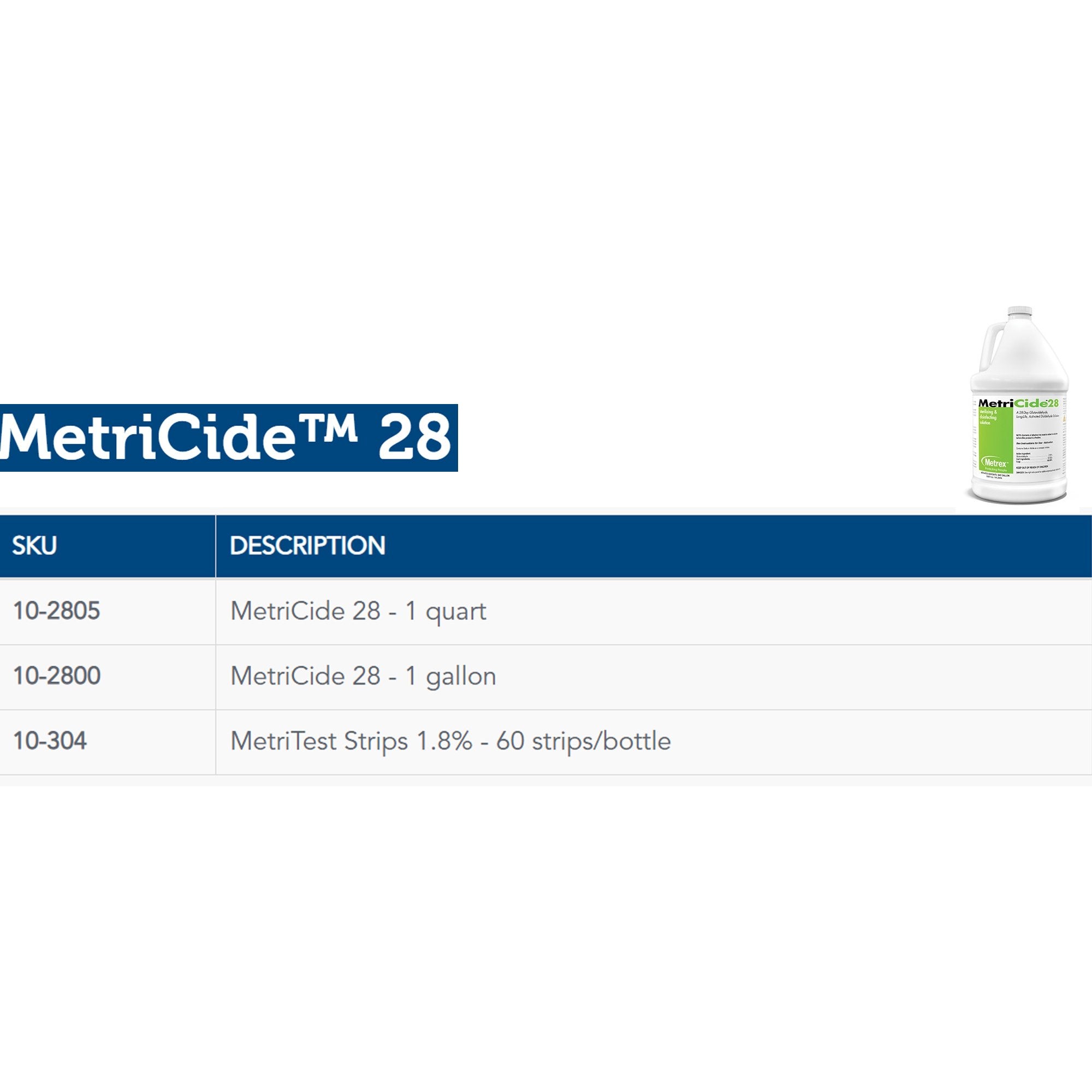 Glutaraldehyde High-Level Disinfectant MetriCide 28 Activation Required Liquid 1 gal. Jug Reusable,Packaging Type- Each
